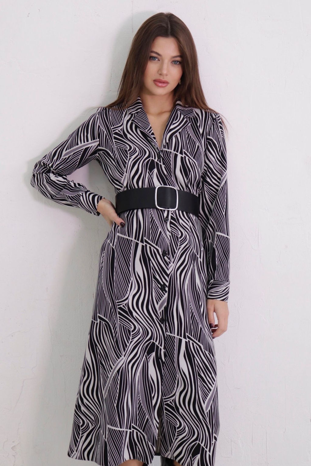 Платье-рубашка с английским воротником принт - Martichelli фото 7