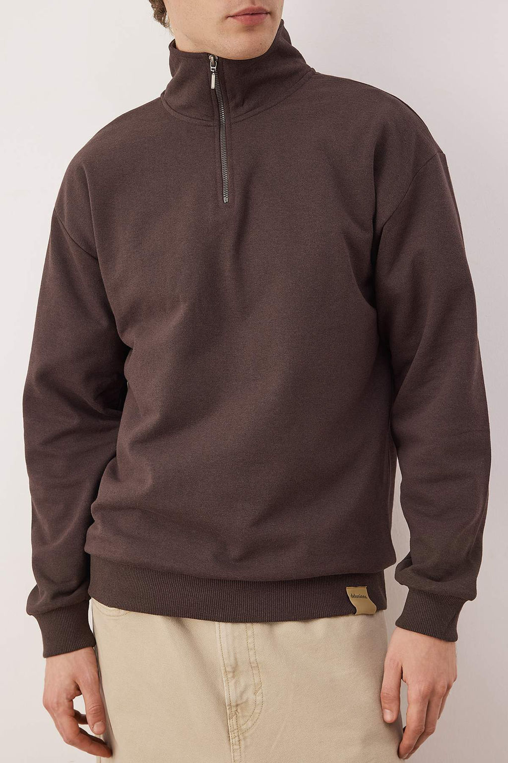 TRENDYOL MAN Lacivert Oversize/Genis Kesim Dik Yaka Fermuarl? Etiketli Ici Polarl? Sweatshirt TMNAW25SW00168 - Trendyolmilla фото 22