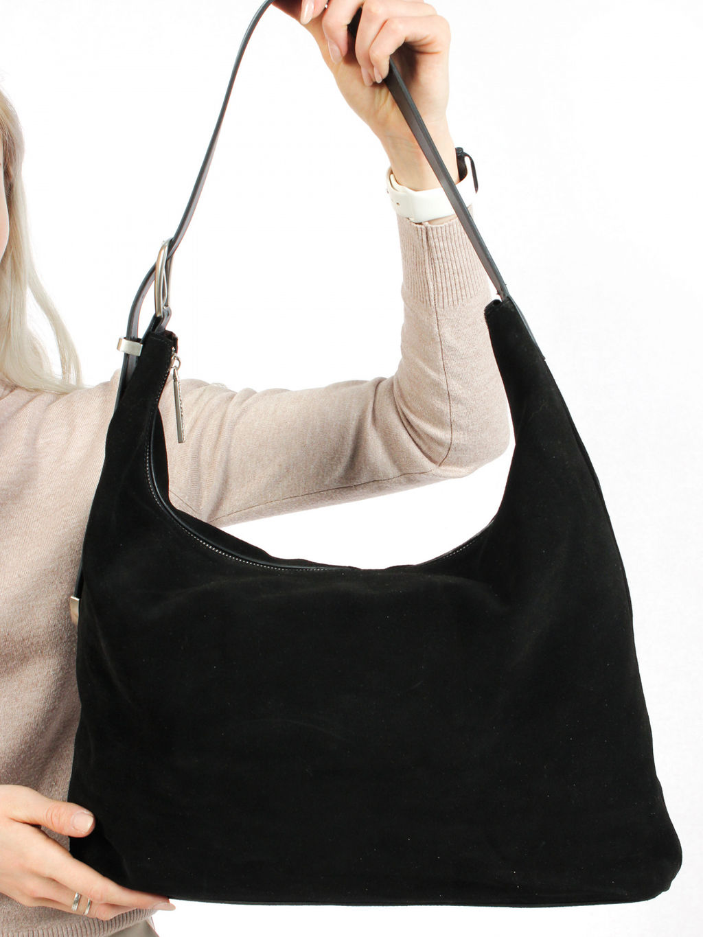 LACCOMA сумка АК3231-Ф-черный натуральная замша хлопок фото 7