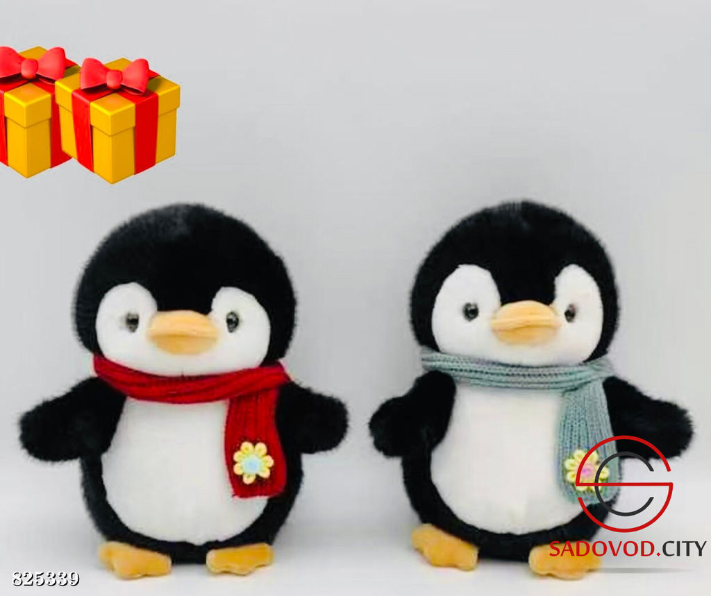 Плюшевая игрушка пингвин с шарфом