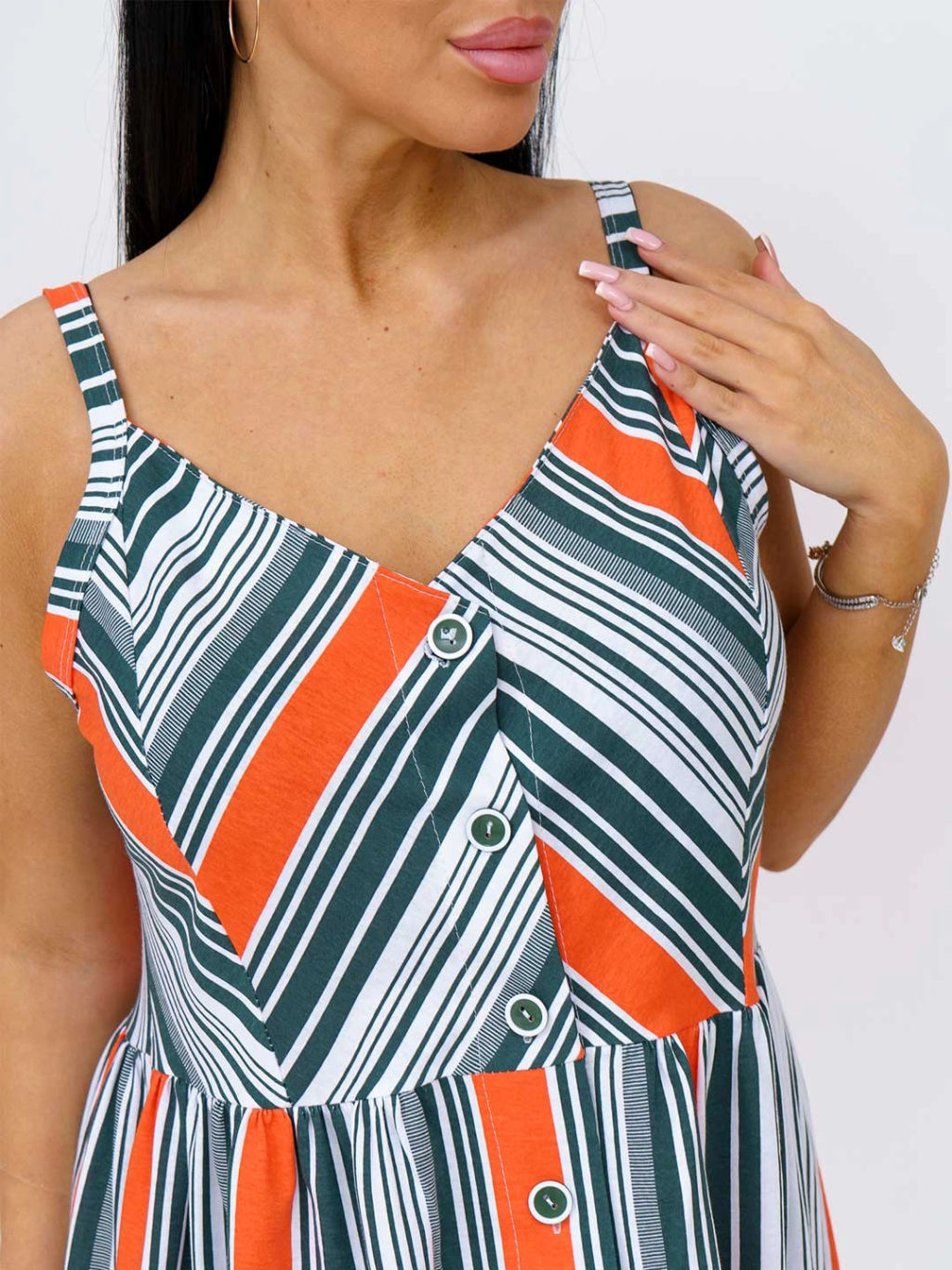 Сарафан женский, цвет зеленый оранжевый белый