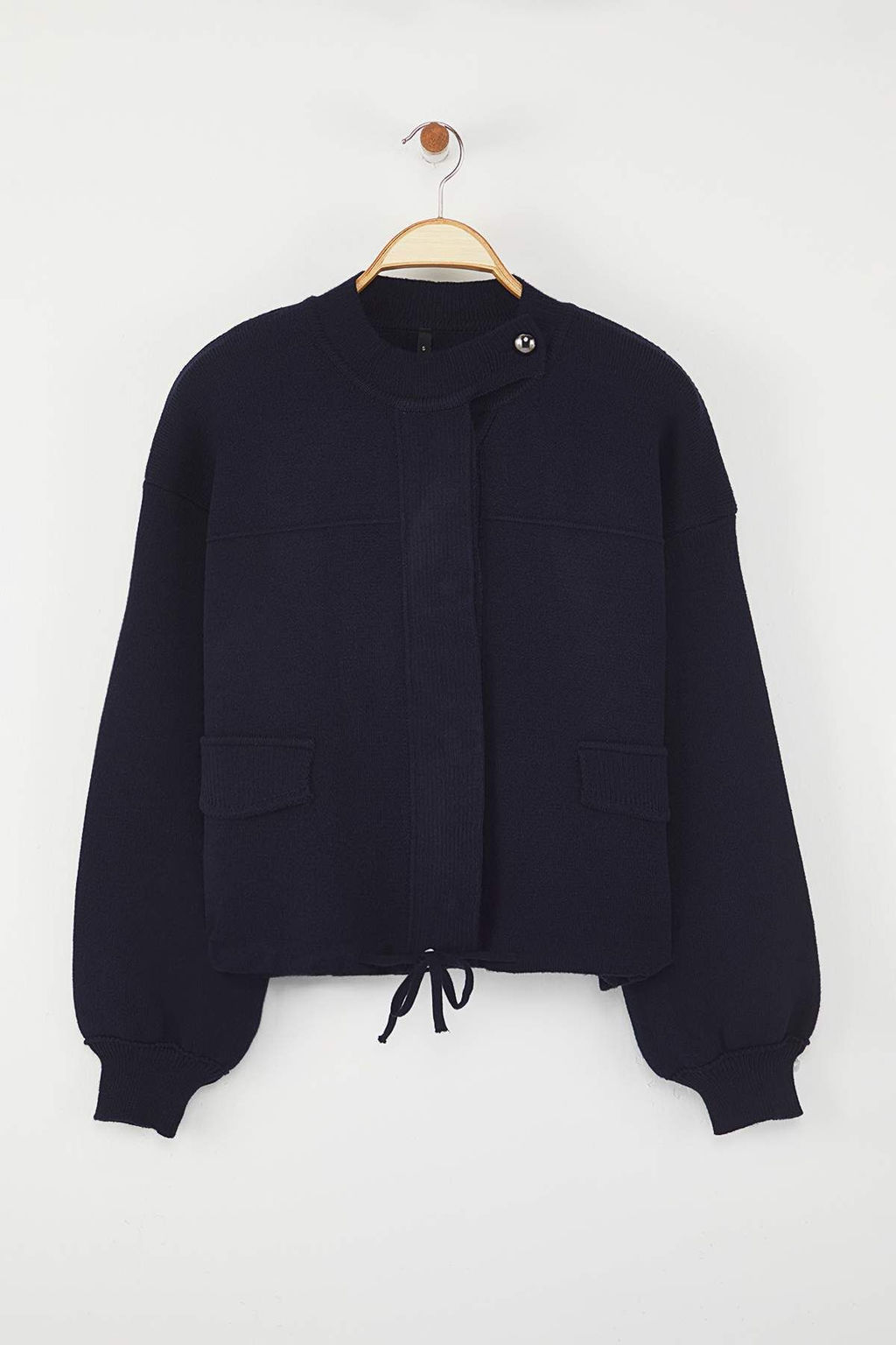 Lacivert Fermuarl? Premium Iplik/Ozel Iplik Genis Kal?p Mont Gorunumlu Triko H?rka TWOAW26HI00025 - Trendyolmilla фото 6