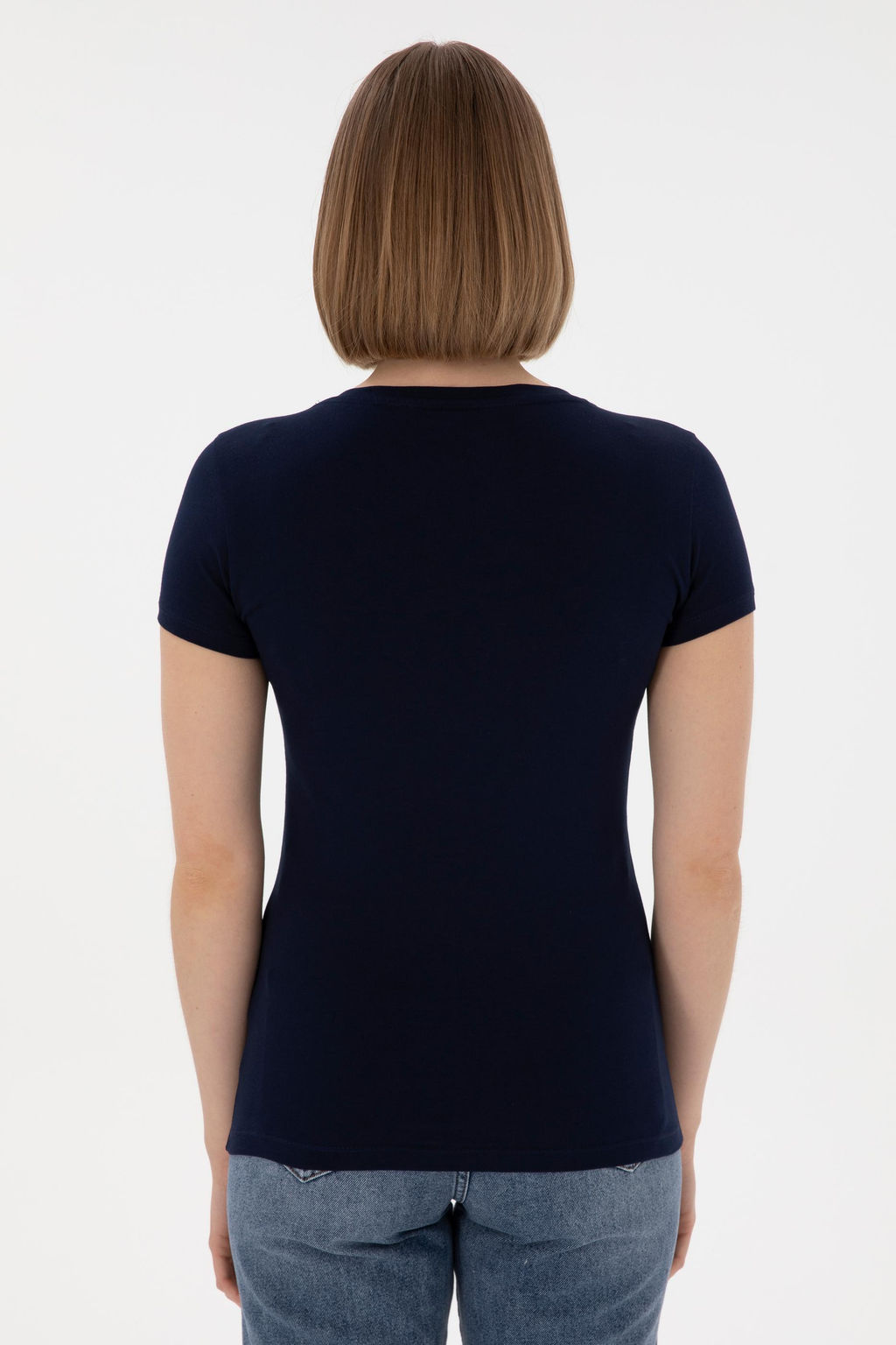 Kad_n Lacivert Basic Ti__rt Sepette S_rpriz _ndirim - U.s. polo assn фото 5