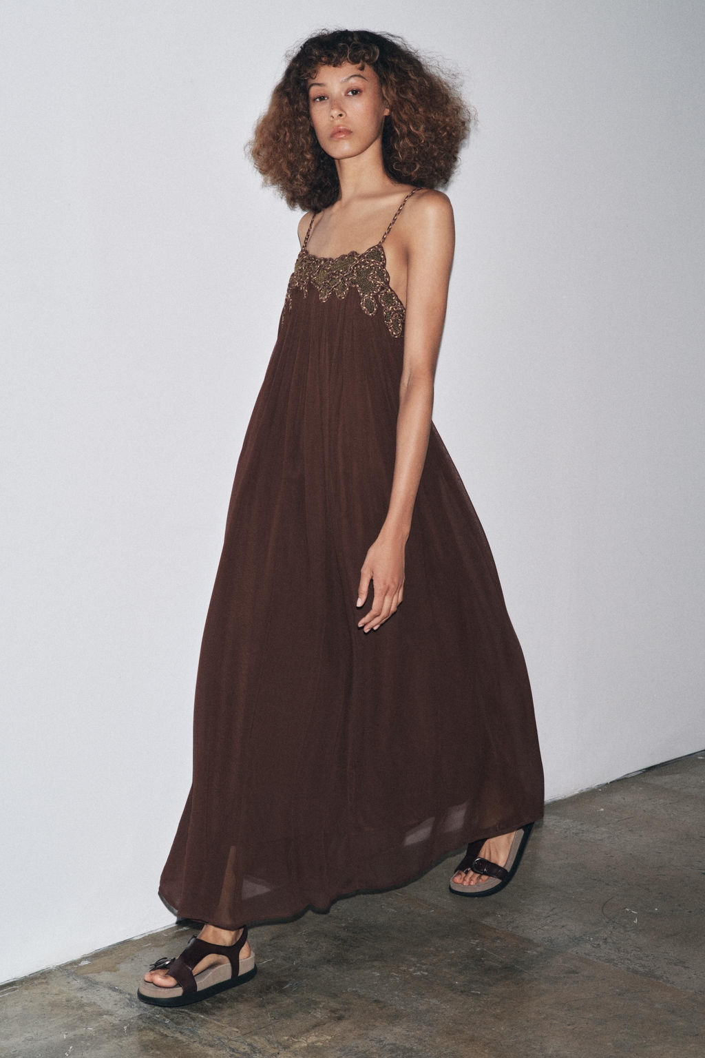 ZW COLLECTION LONG EMBROIDERED DRESS - Zara фото 9