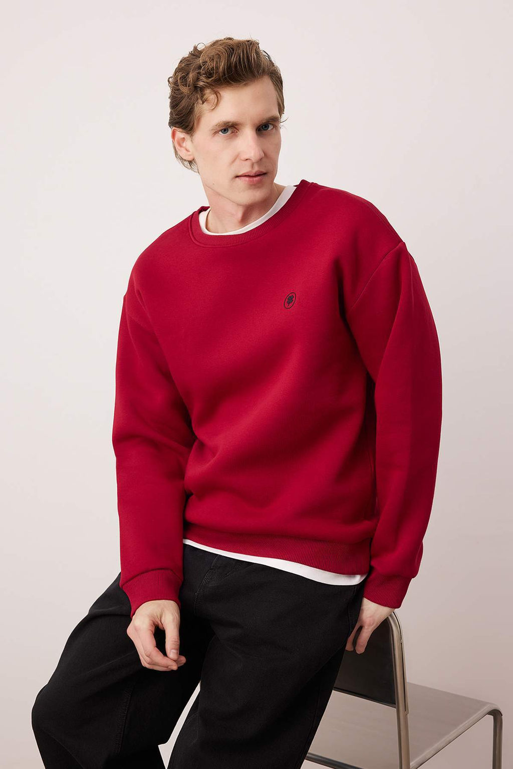 K?rm?z? Yeni Oversize/Genis Kesim Yonca Bask? Detayl? Kal?n/Ici Polar Sweatshirt TMNAW26SW00024 - Trendyolmilla фото 5