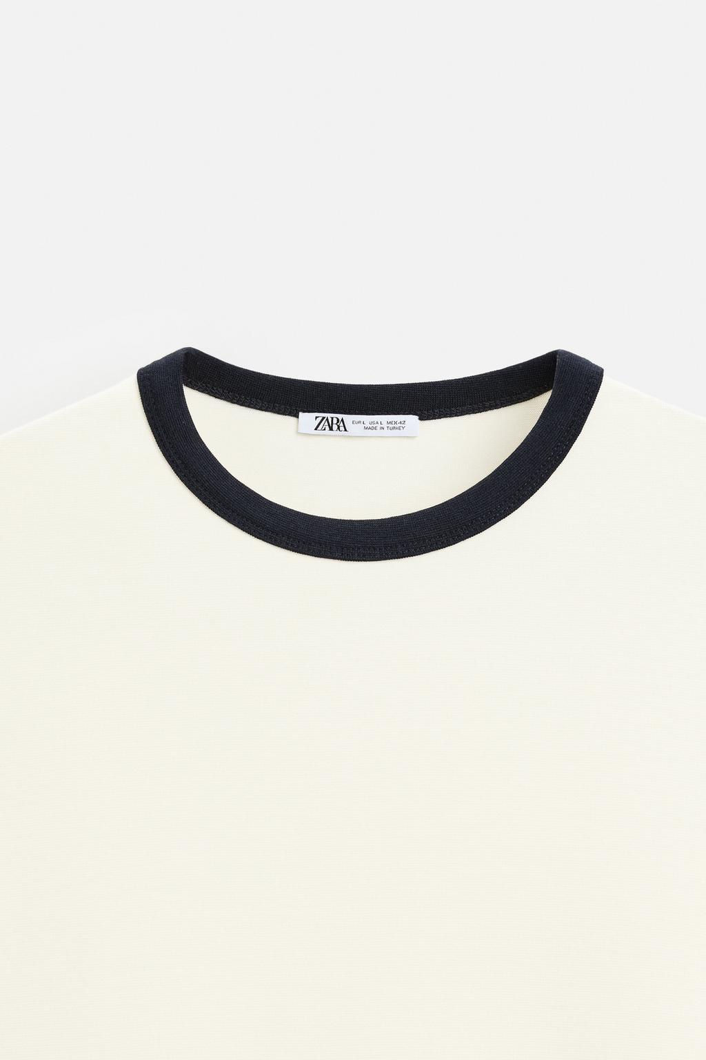 BASIC CONTRAST RIB T-SHIRT - Zara фото 16