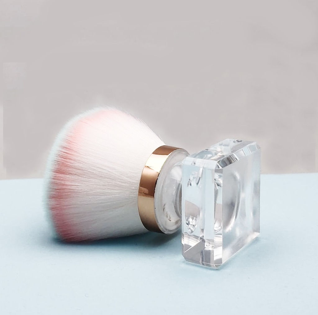 Kristaller Кисть-сметка для удаления маникюрного опила и волос, бело-розовый фото 6