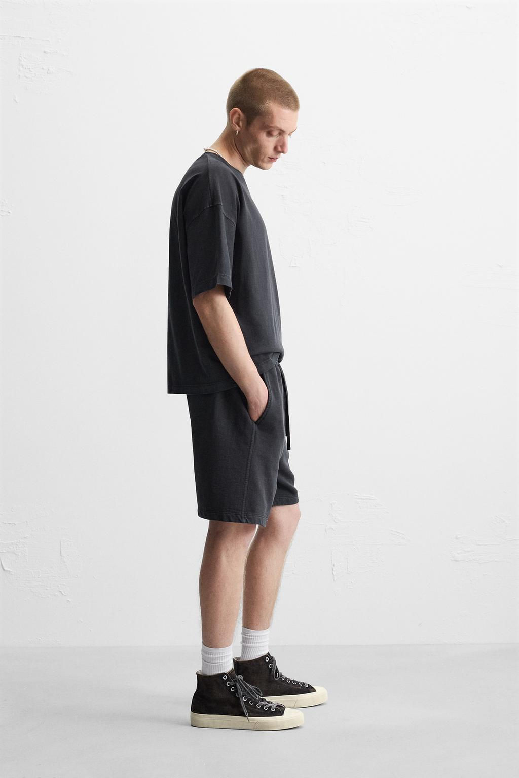 WASHED RELAXED FIT JOGGER BERMUDA SHORTS - Zara фото 4