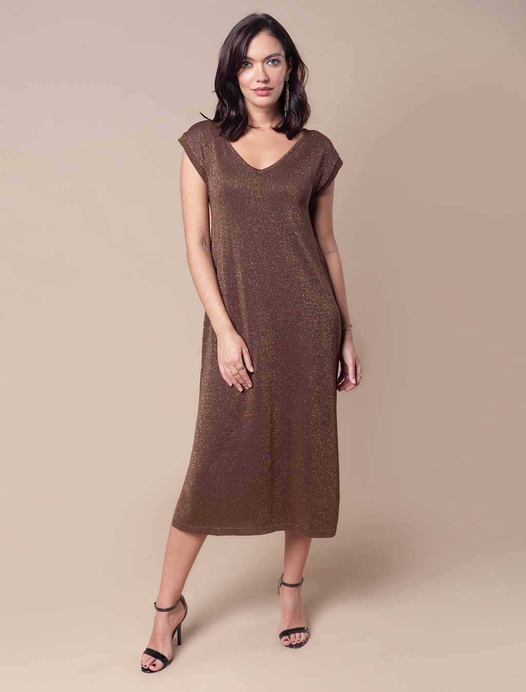 VILATTE / Платье тонкой вязки из хлопка и вискозы с мягким люрексом  фото 2