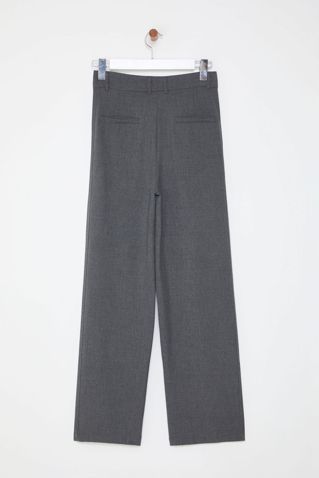 Gri Wide Leg Genis Paca Pileli Dokuma Pantolon TWOAW25PL00105