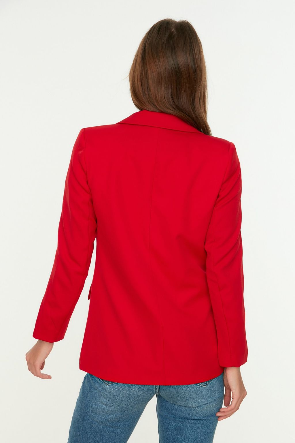 TRENDYOLMILLA K?rm?z? Regular Astarl? Dugmeli Dokuma Blazer Ceket TWOAW22CE0165  фото 5