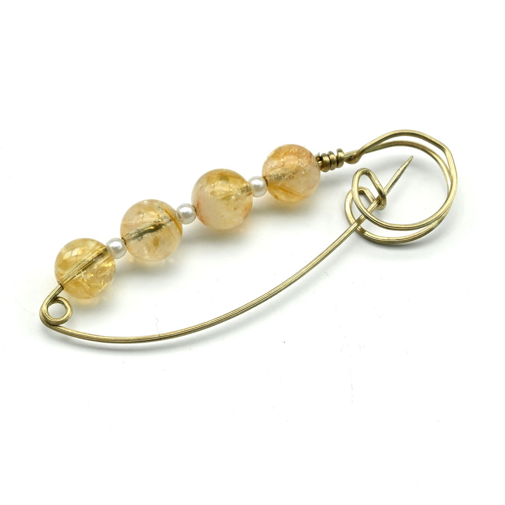 Брошь-булавка от сглаза с цитрином 59*20мм