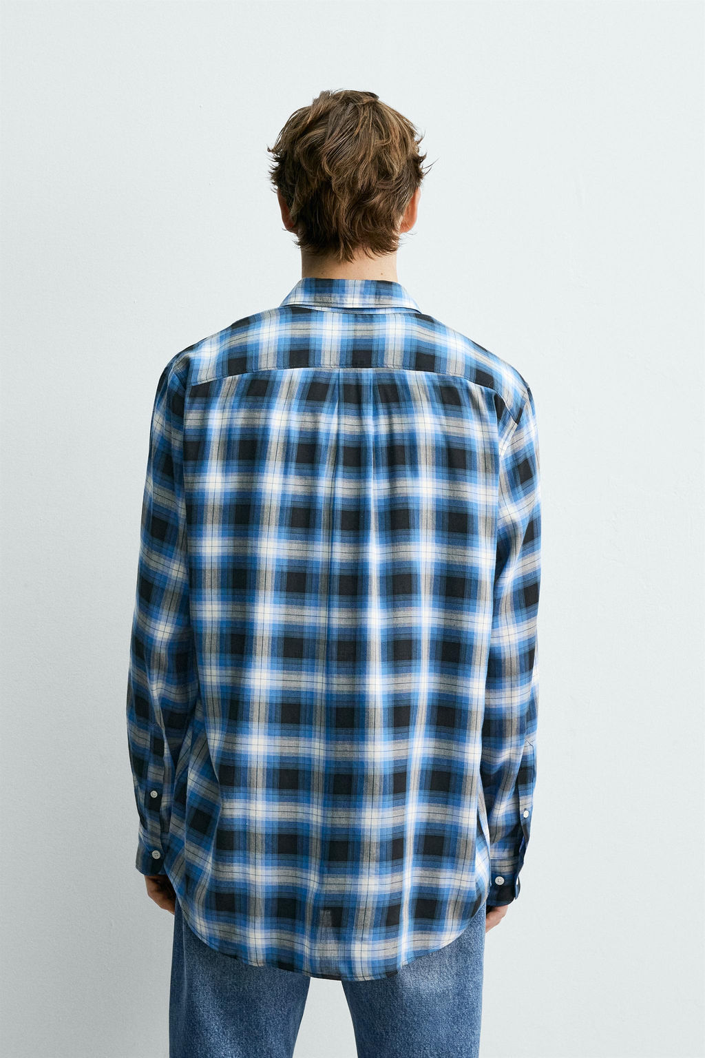 CAMISA FLUIDA CUADROS AARON LEVINE X ZARA / Azul  фото 3