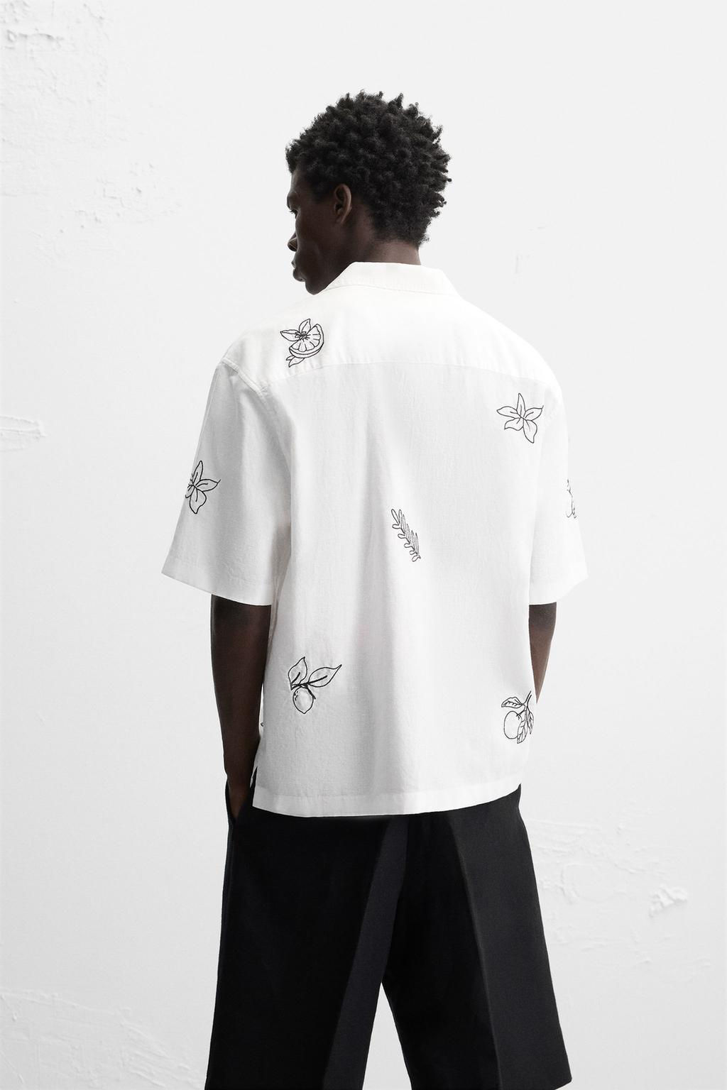EMBROIDERED COTTON/LINEN SHIRT - Zara фото 3