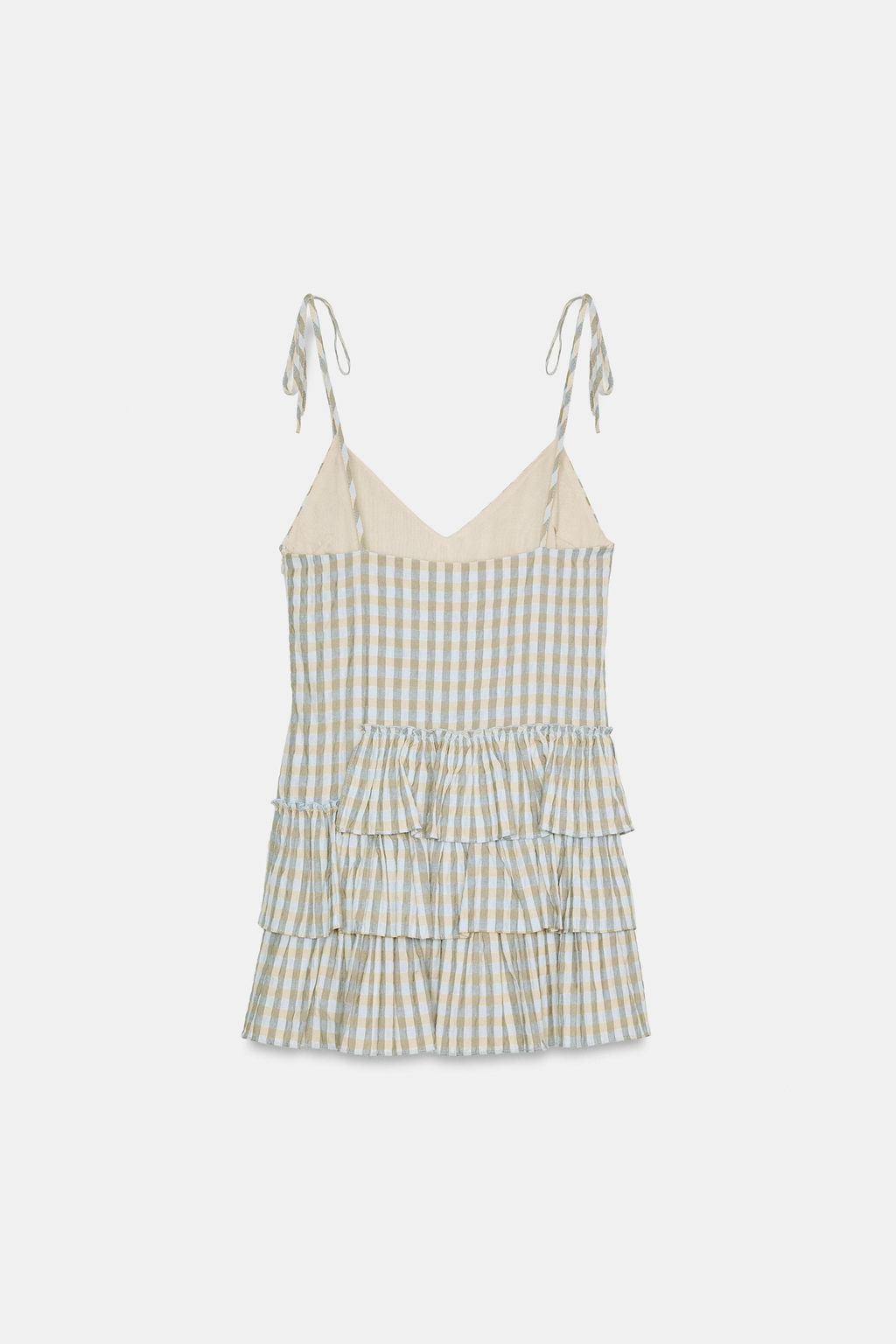 VESTIDO MINI CUADROS VOLANTES / Gris / Beige - Zara фото 8