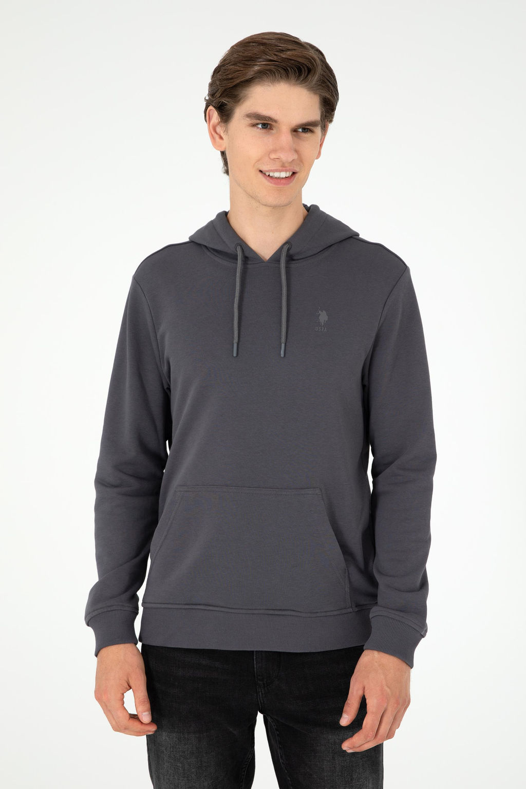 Мужской базовый свитшот антрацитового цвета Неожиданная скидка в корзине - U.s. polo assn фото 3