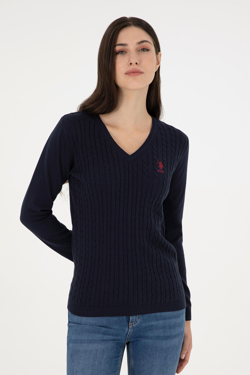 Свитер U.S. Polo Assn темно-синий из хлопка  фото 3