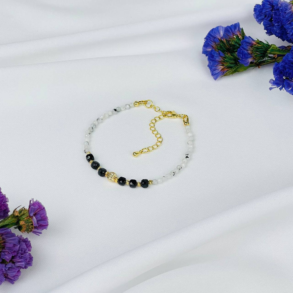 Браслет из Лунного камня с вкл. Турмалина и Шпинели 16,5 см + - Радуга самоцветов фото 2