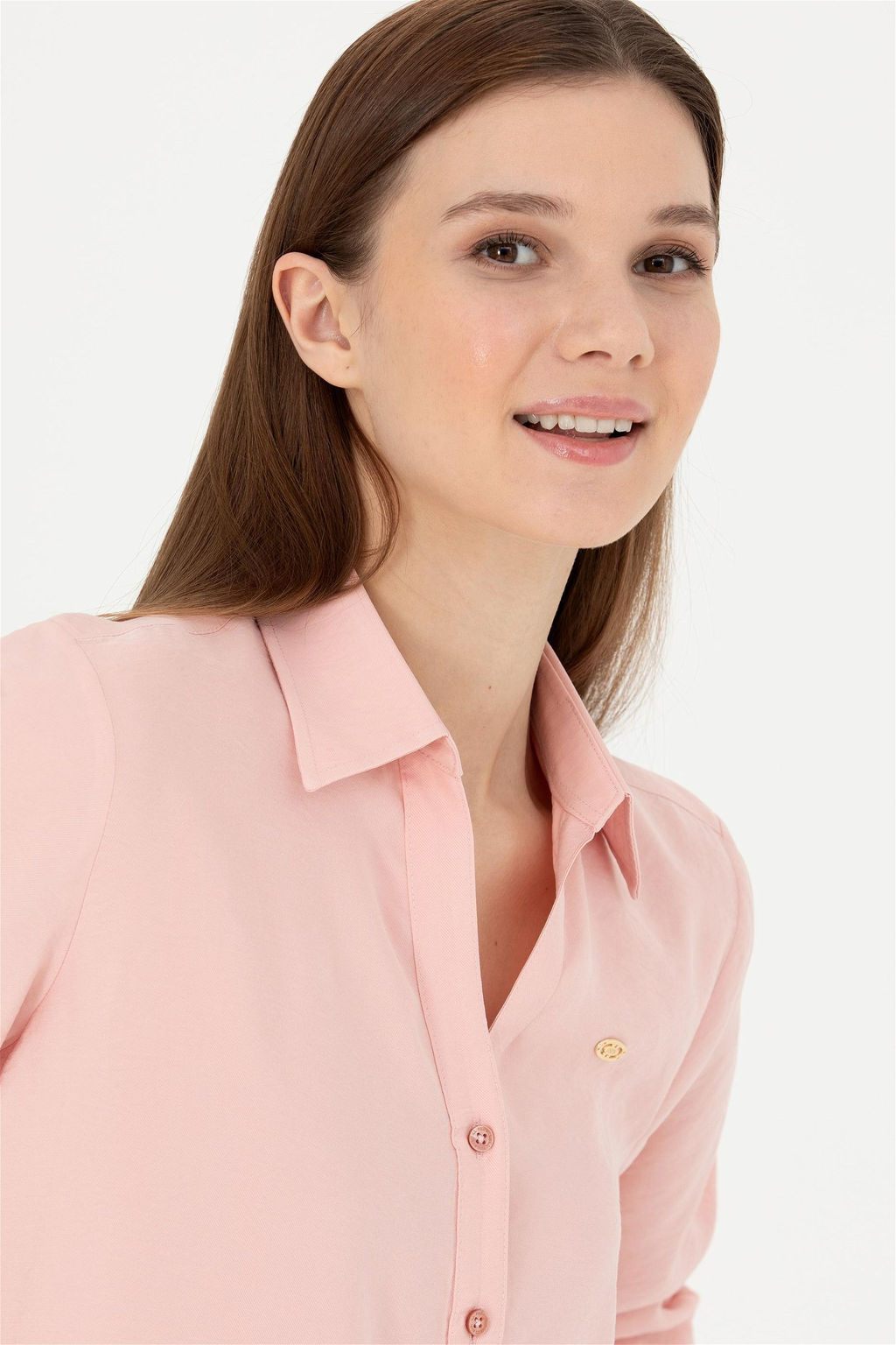 Женская пудровая рубашка с длинным рукавом - U.s. polo assn фото 2