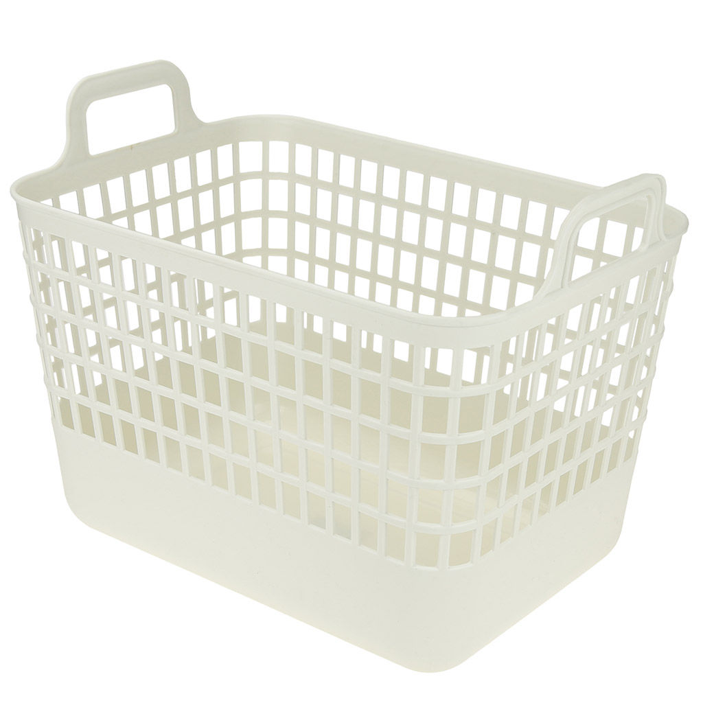 Домашняя мода Корзина пластмассовая для хранения Матрица 33х23см h25,5см, матовый пластик, с крышкой, с ручками, слоновая кость (Китай)  фото 2