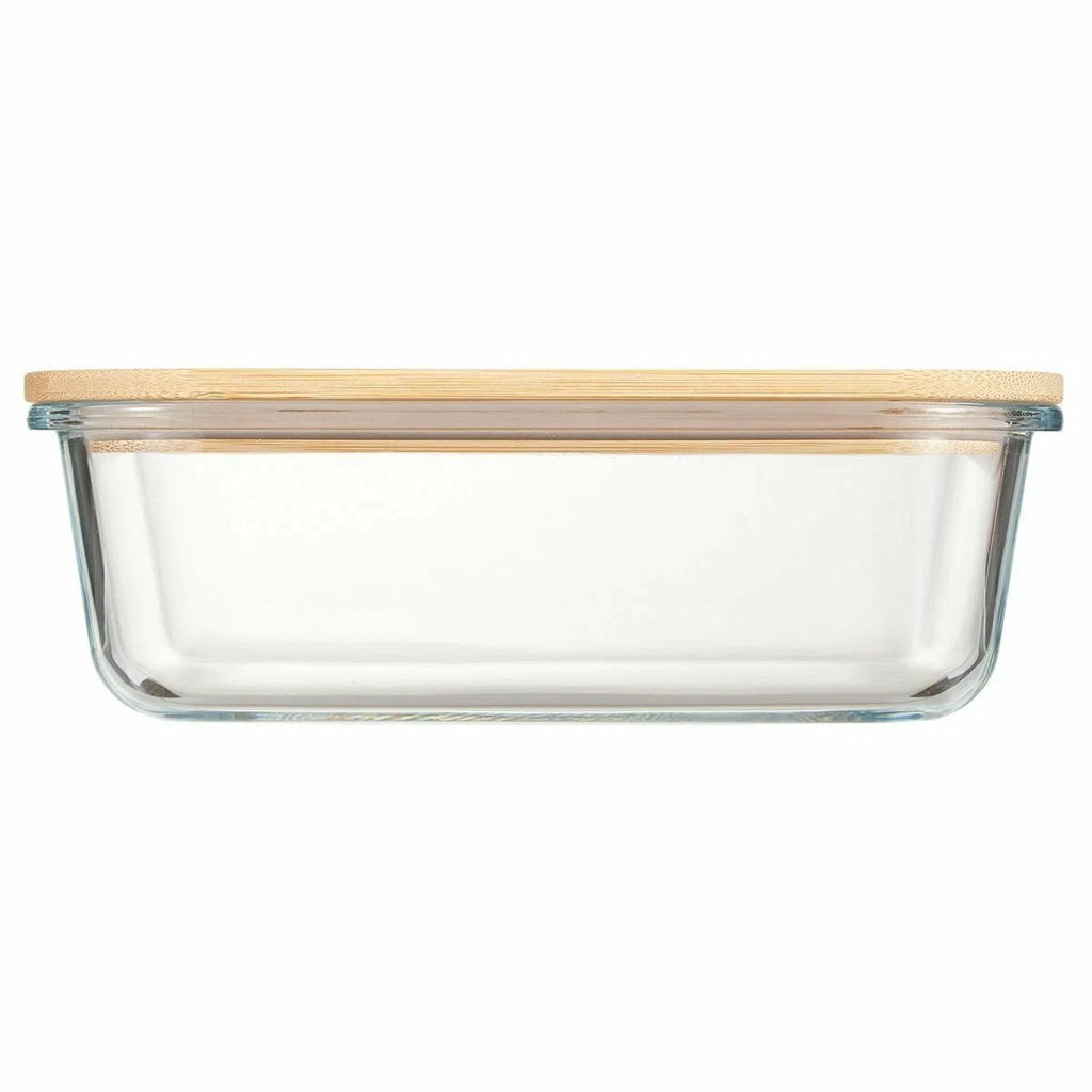 51955 GIPFEL Контейнер стеклянный STOR 1л/20х15х6,5см, прямоугольный с крышкой. Материал: боросиликатное стекло, бамбук, силикон