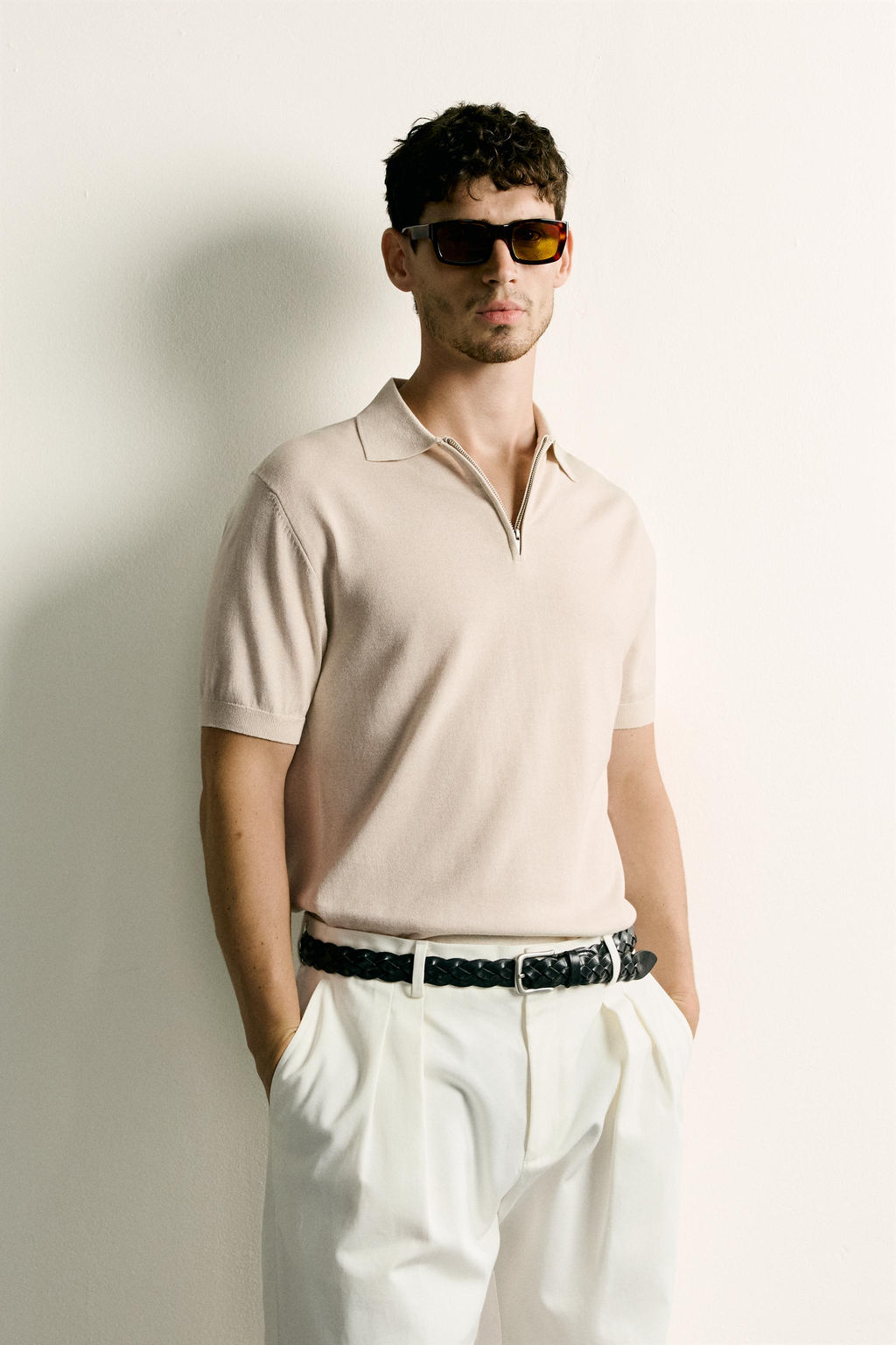 POLO PUNTO REGULAR FIT CREMALLERA / Crudo / Beige - Zara фото 2