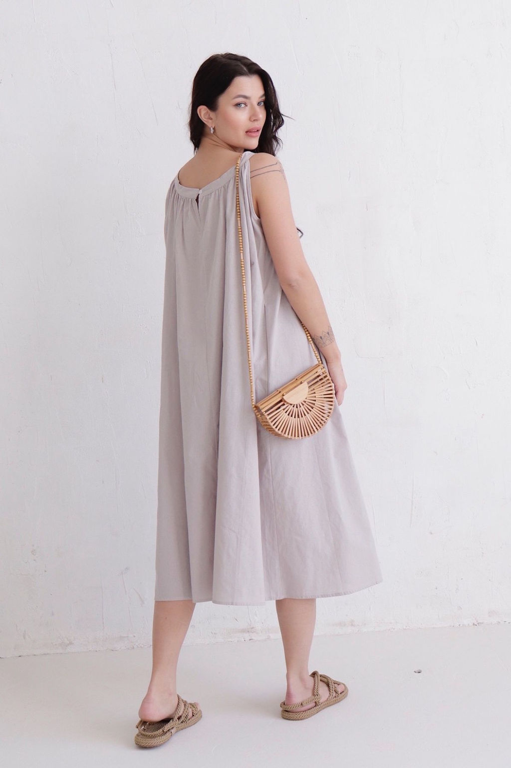 Платье хлопковое светло-серое - Martichelli фото 3