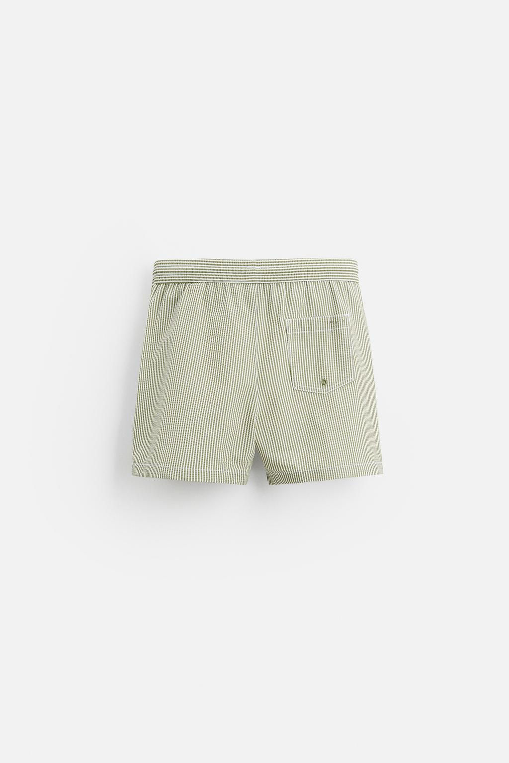 REGULAR STRIPE SEERSUCKER SWIMMING TRUNKS - Zara фото 6