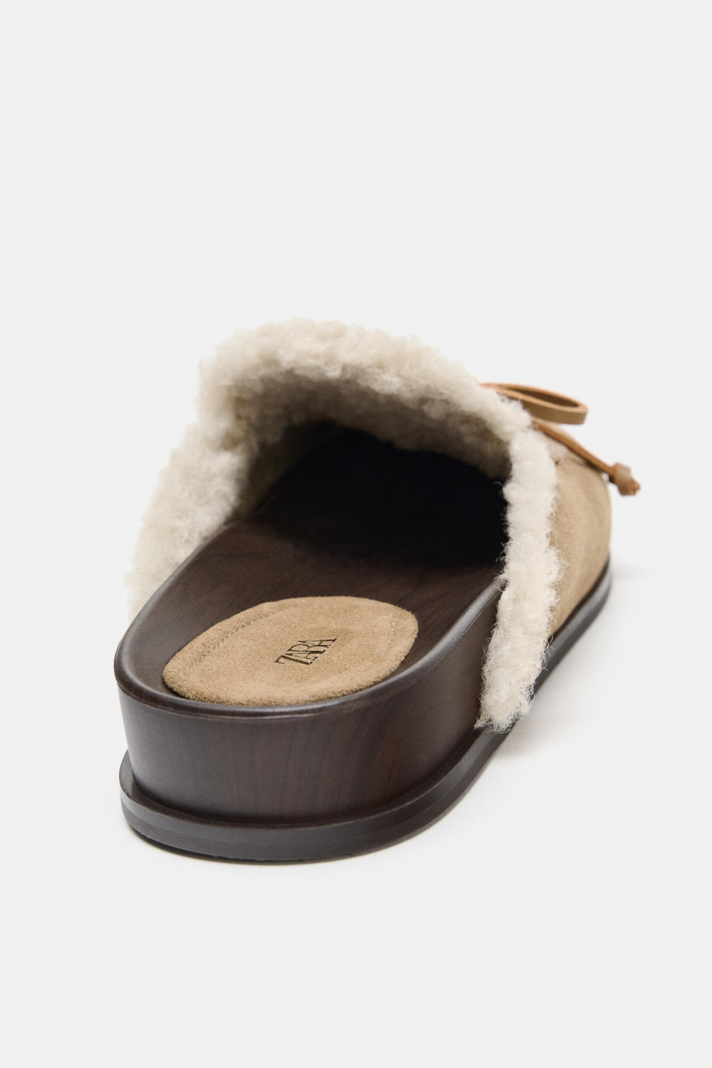 LEATHER SHEARLING EFFECT CLOGS - Zara фото 6