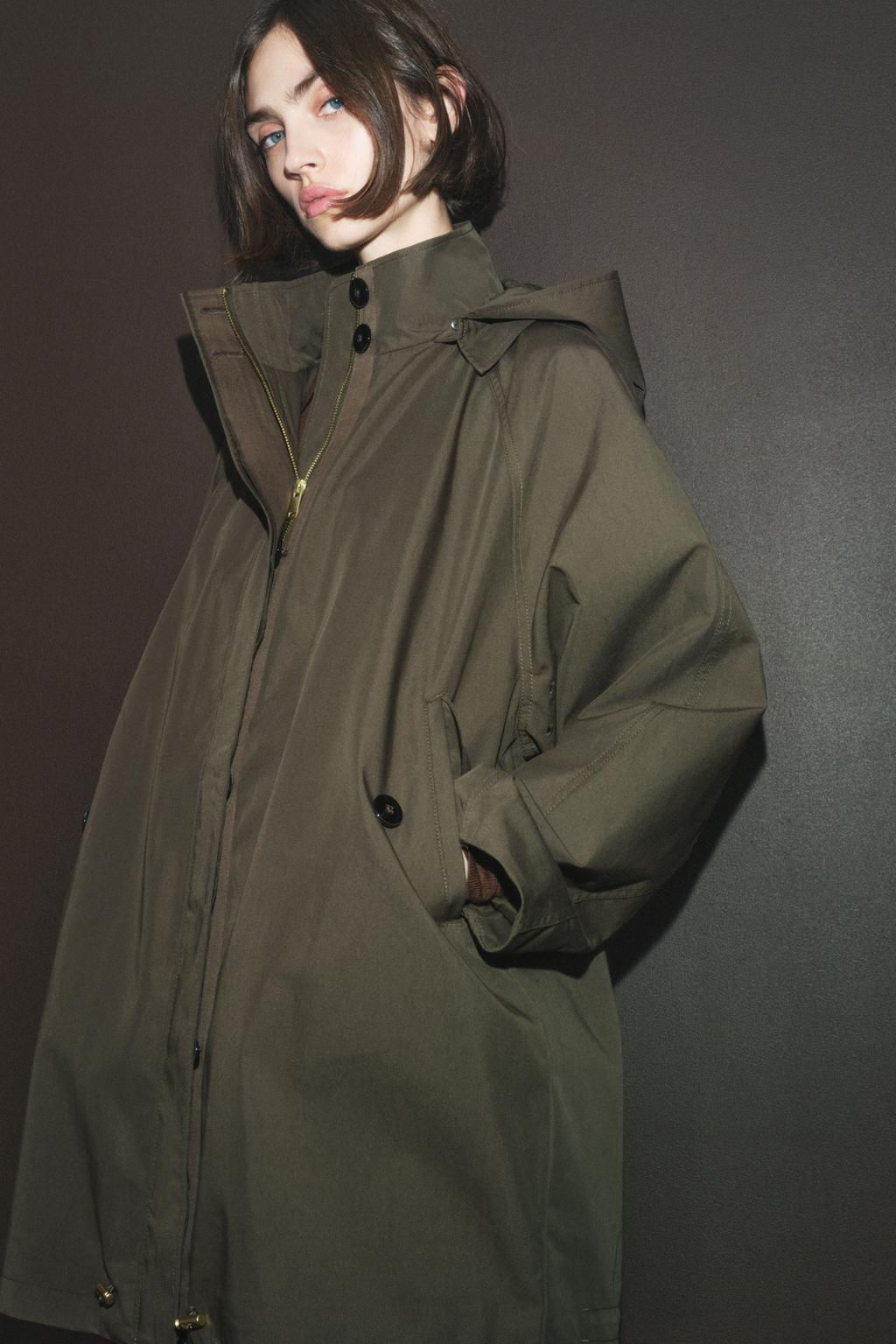 WATER-REPELLENT HOODED TRENCH COAT ZW COLLECTION - Zara фото 5