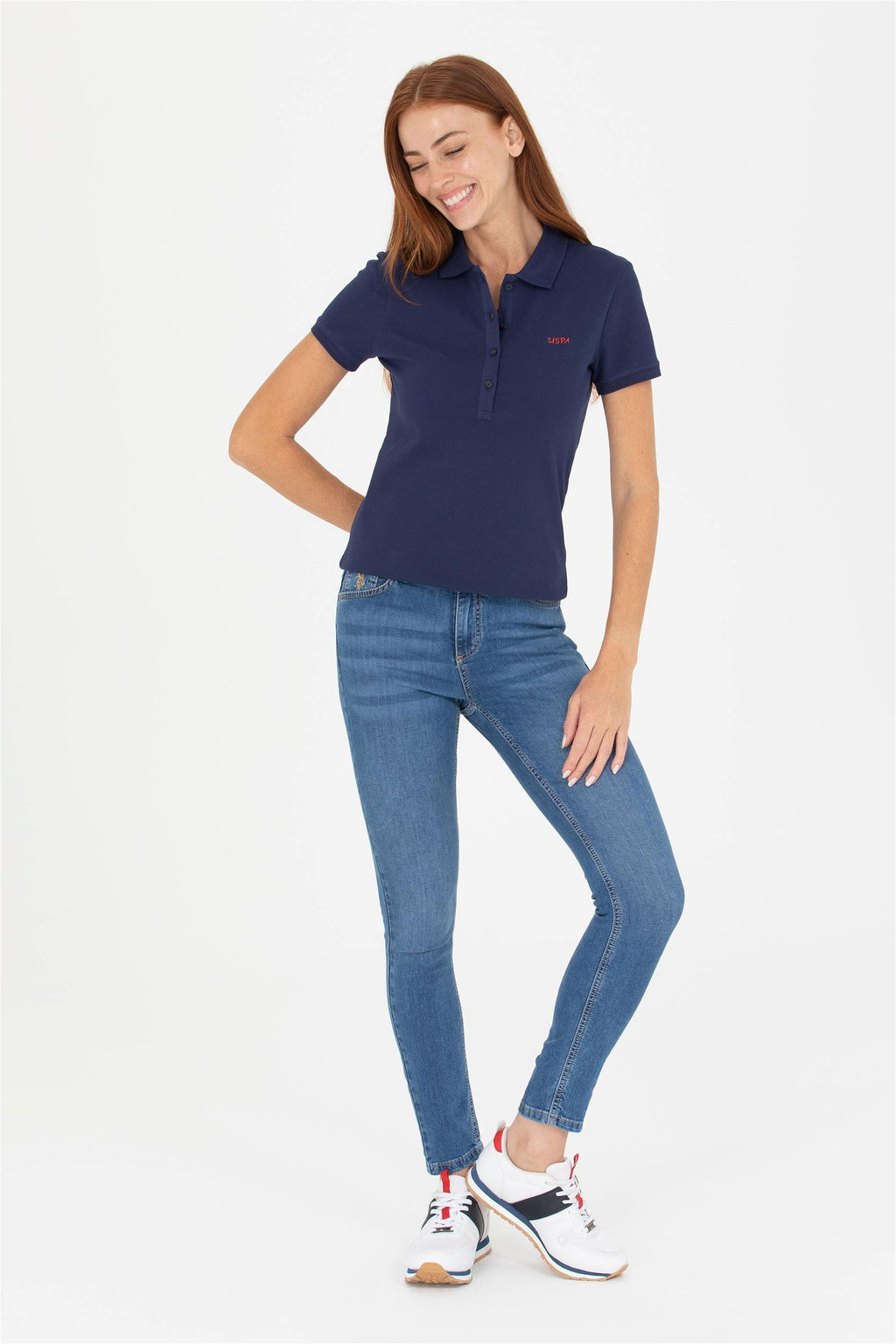 Брюки джинсовые женские U.S. Polo Assn голубые хлопок с эластаном  фото 10