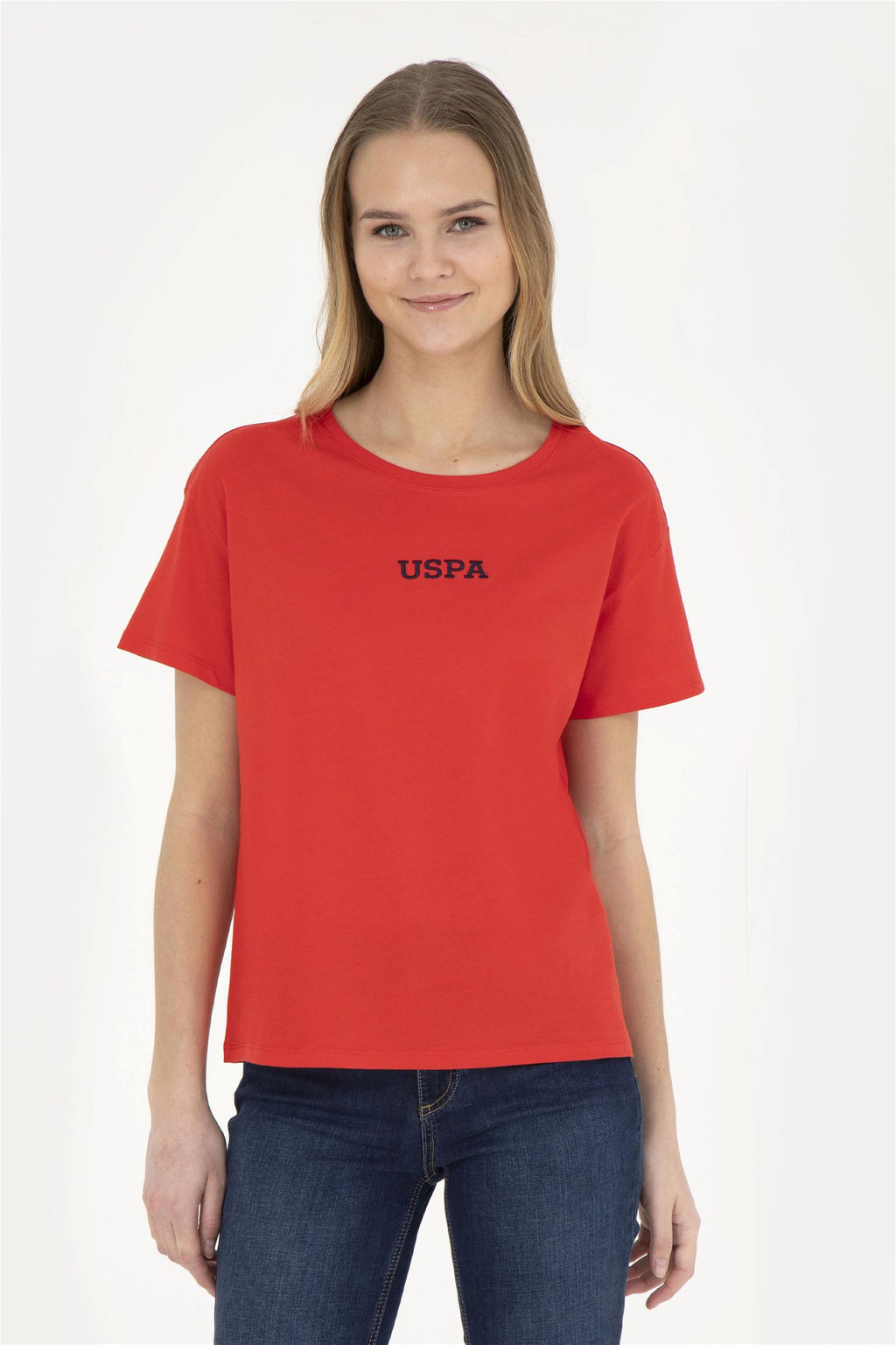 Женская красная футболка с круглым вырезом - U.s. polo assn фото 2