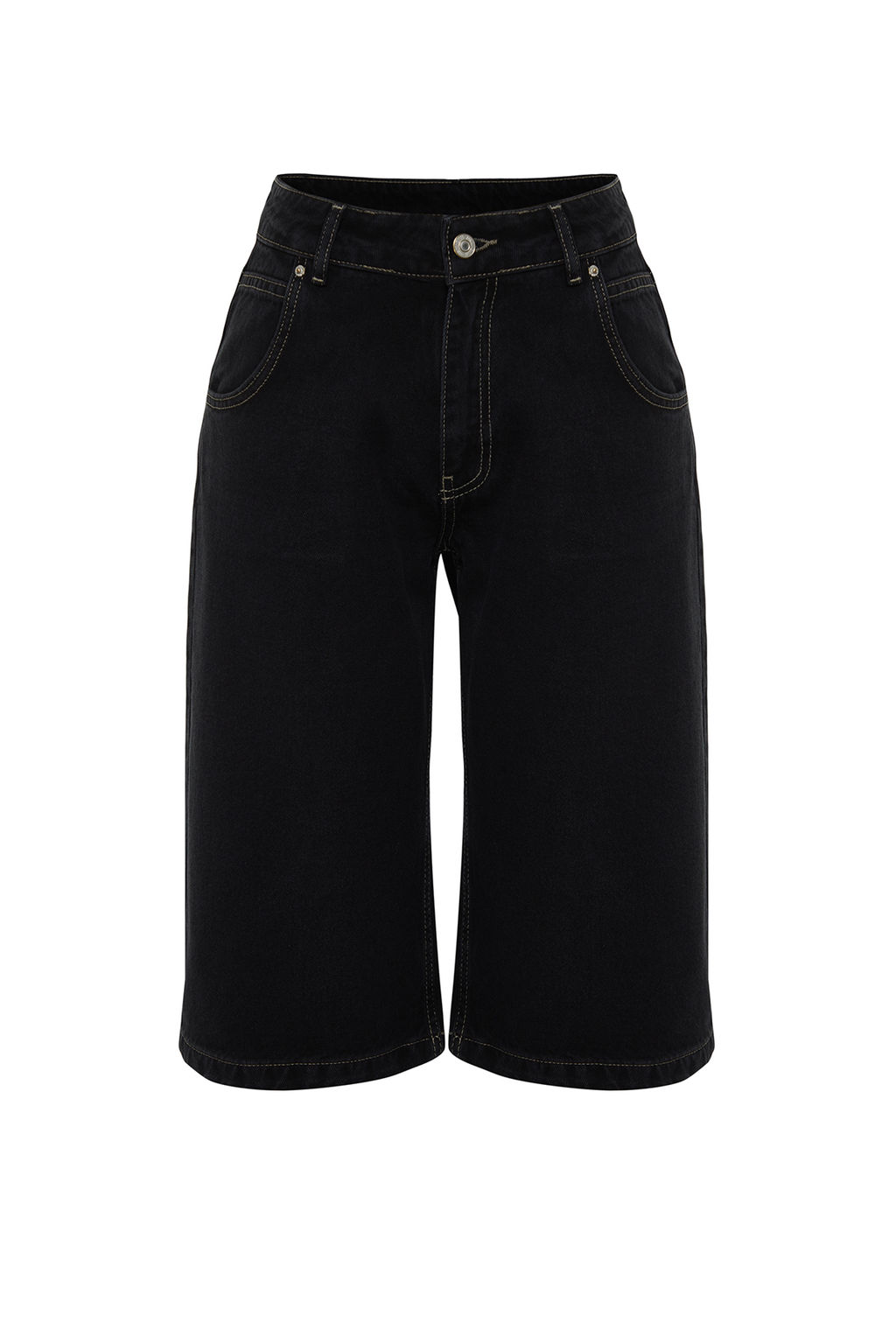 Siyah Yuksek Bel Denim Bermuda TWOSS24SR00023 - Trendyolmilla фото 7