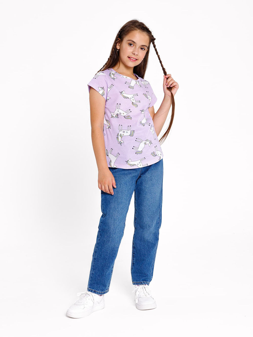 Футболка для девочек сиреневая с принтом единороги - Mark formelle фото 2