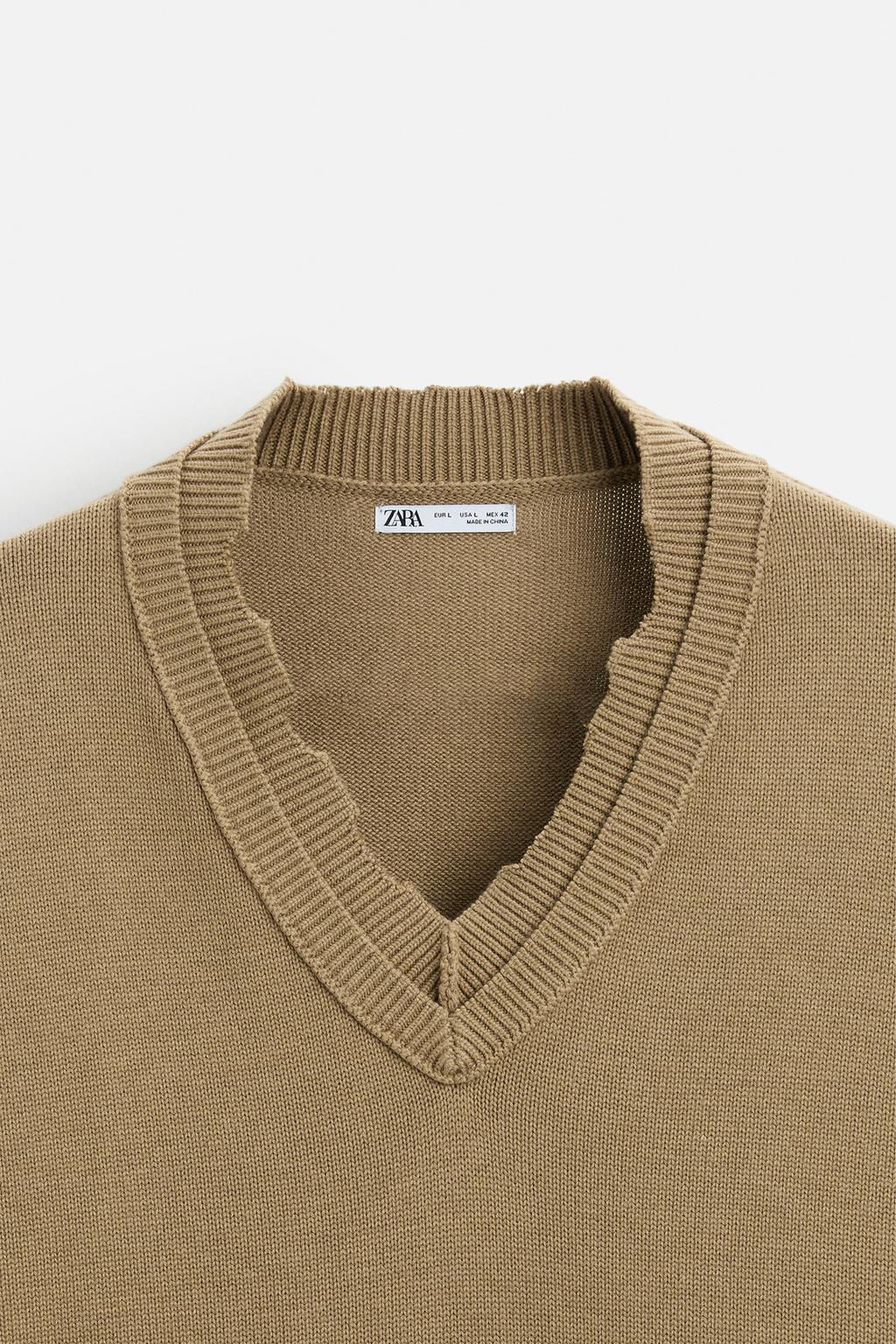 DOUBLE LAYERED V-NECK SWEATER - Zara фото 8