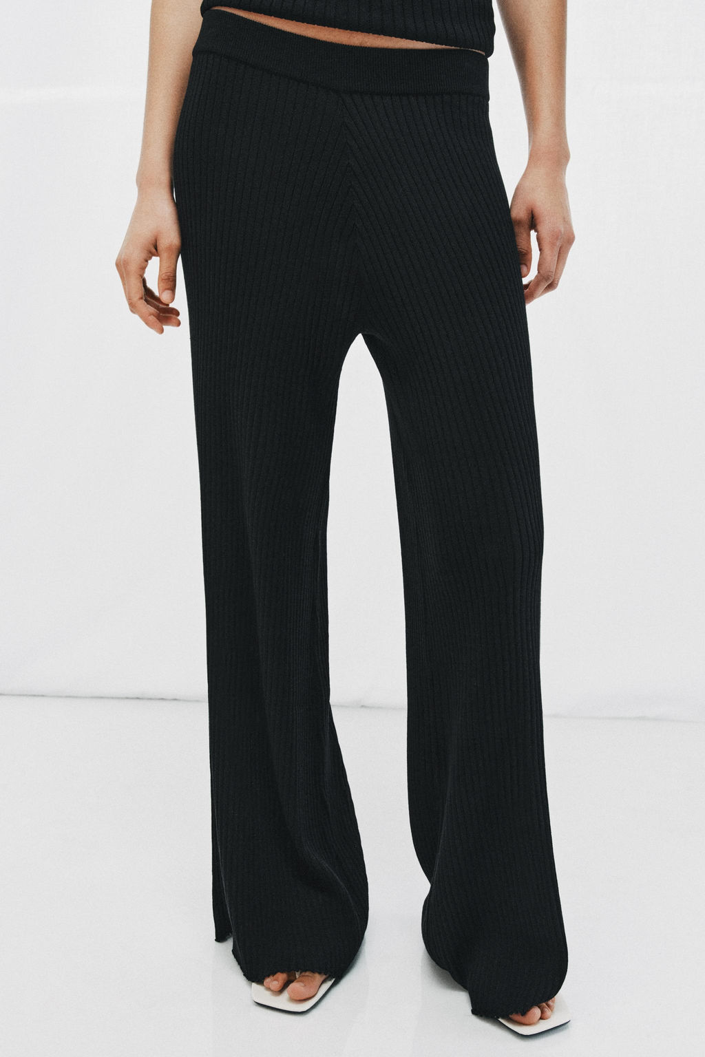 PANTAL?N ANCHO PUNTO RIB / Negro - Zara фото 2