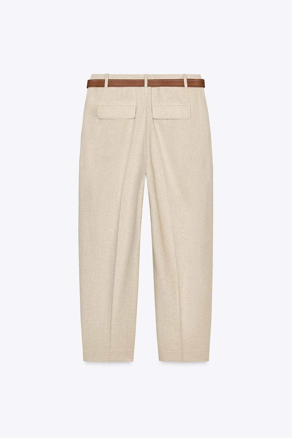 LINEN BELTED STRAIGHT-LEG TROUSERS - Zara фото 9