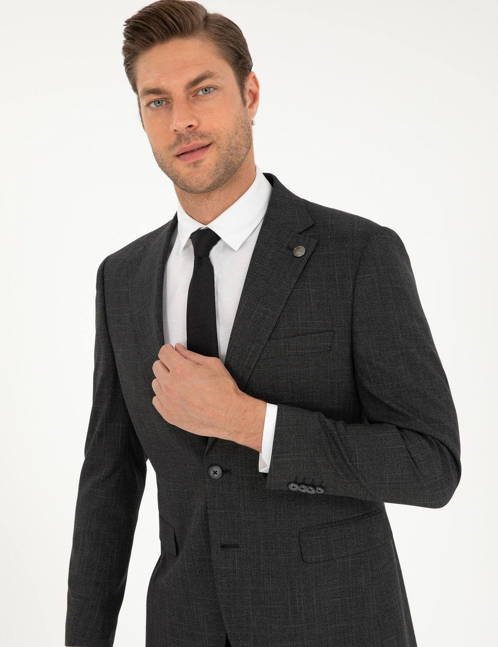 Antrasit Slim Fit Tak_m Elbise