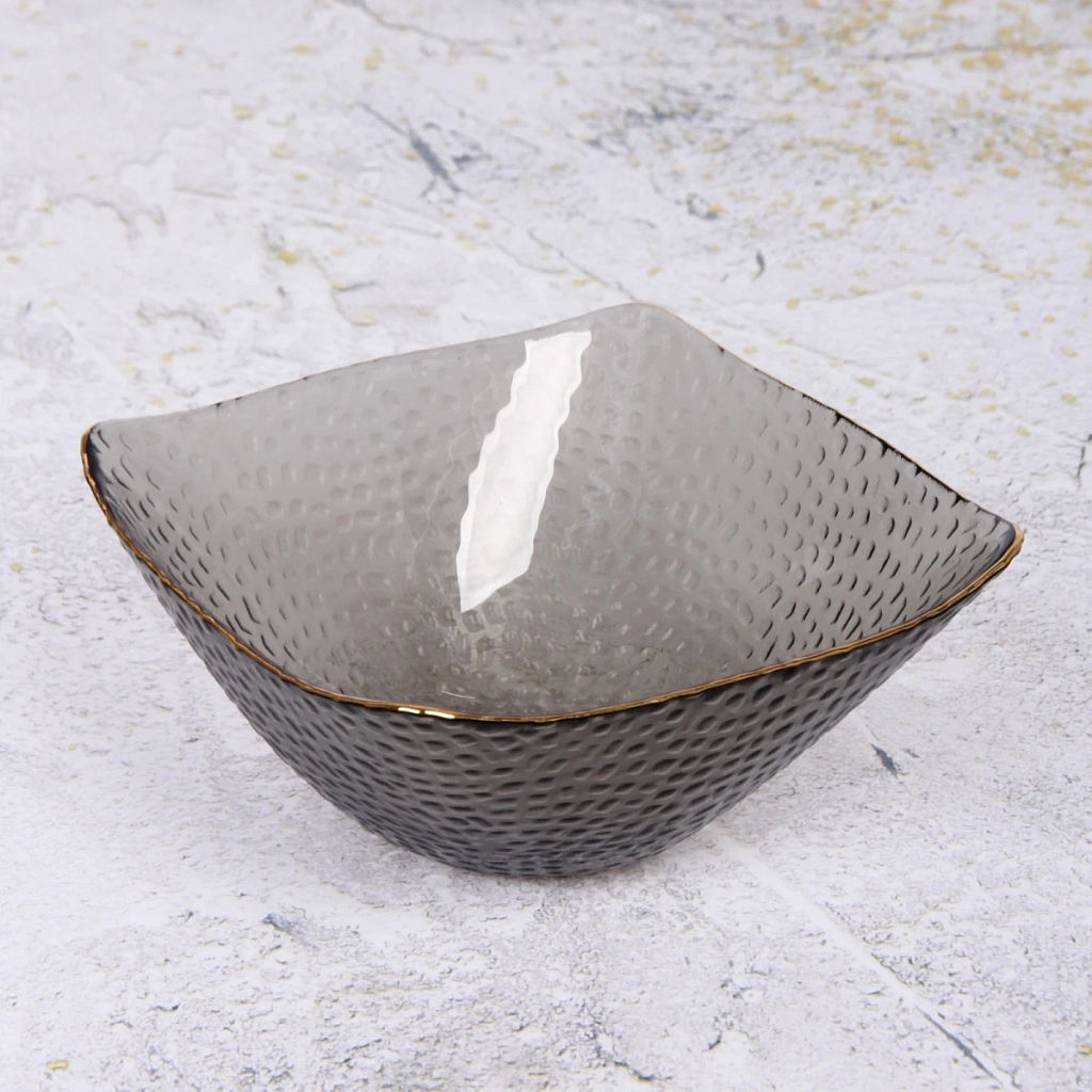 Салатник стеклянный "ICE CRYSTAL" 14*6,5см графит