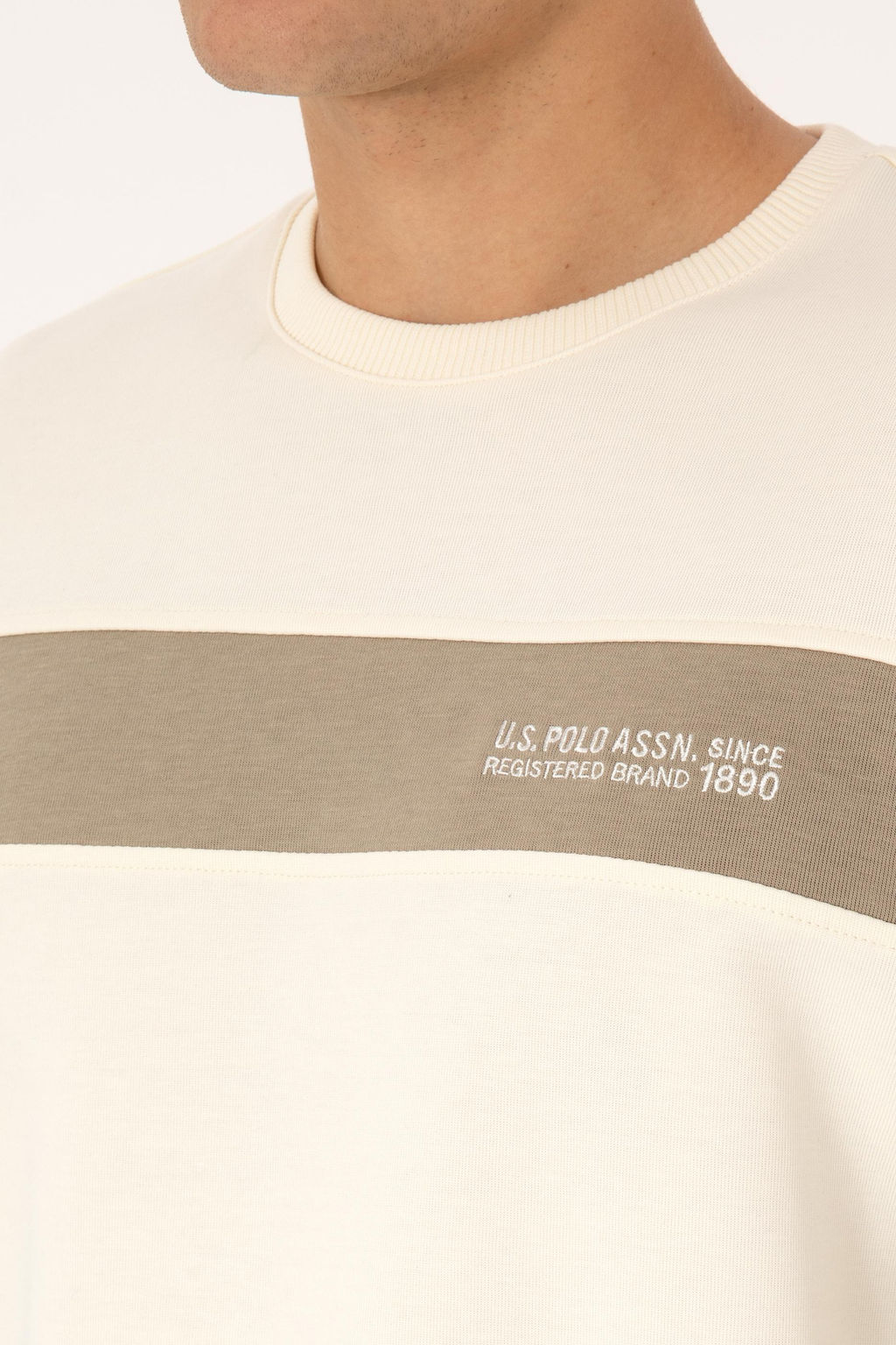 Erkek Regular Fit Bisiklet Yaka Krem Sweatshirt - U.s. polo assn фото 7