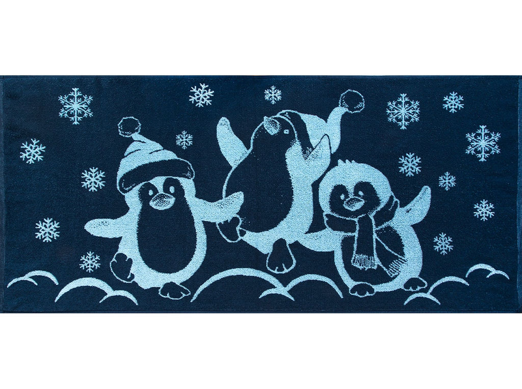 Полотенце махровое 6с102.411ж1 Пингвины(джинс) 67х150см