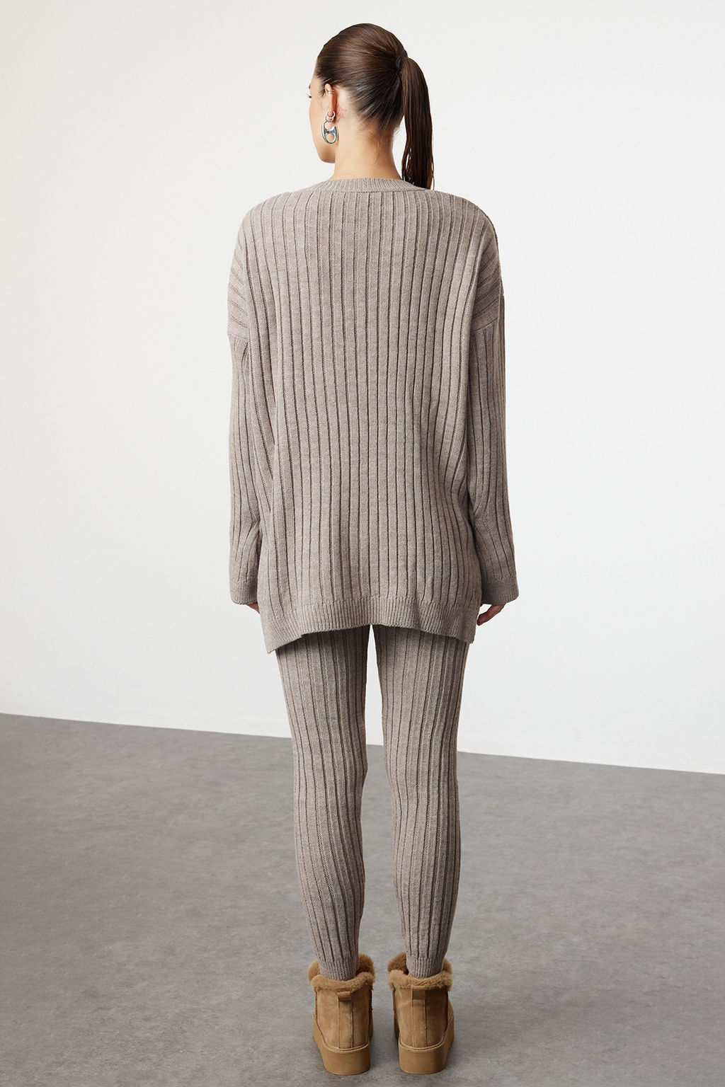 Vizon Fitilli Genis Kal?p Triko Alt-Ust Tak?m TWOAW22AU0039 - Trendyolmilla фото 5