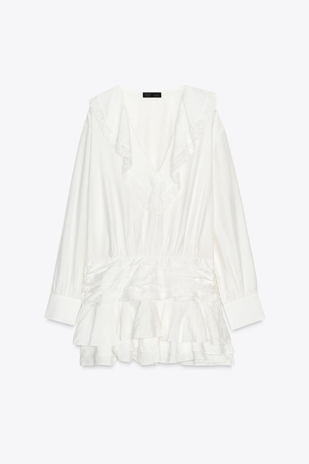 EMBROIDERED RUFFLE SHORT DRESS - Zara фото 7