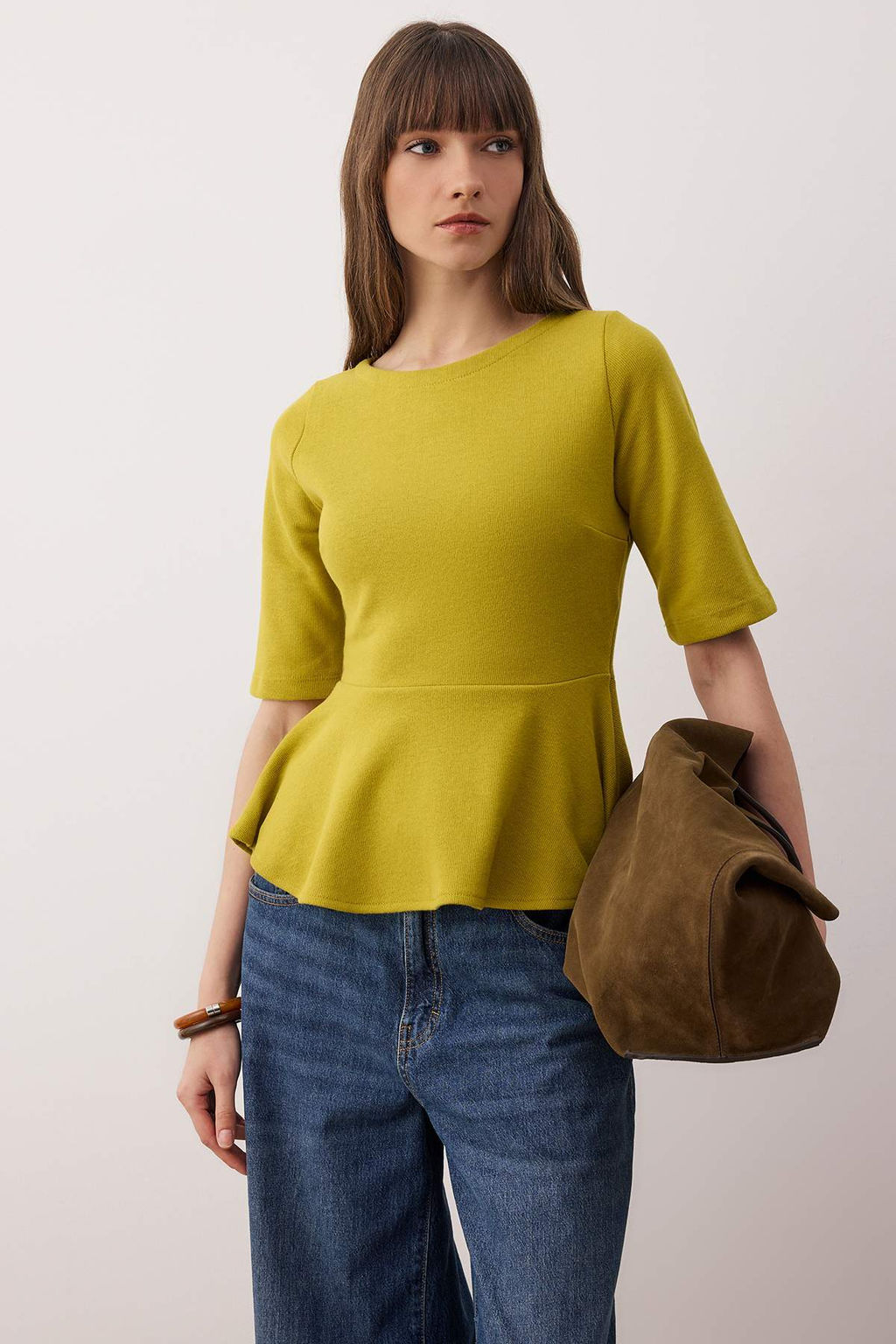 Yag Yesili Peplum/Bel Oturmal? Truvakar Kol Gizli Fermuarl? Orme Bluz TWOAW26BZ00269