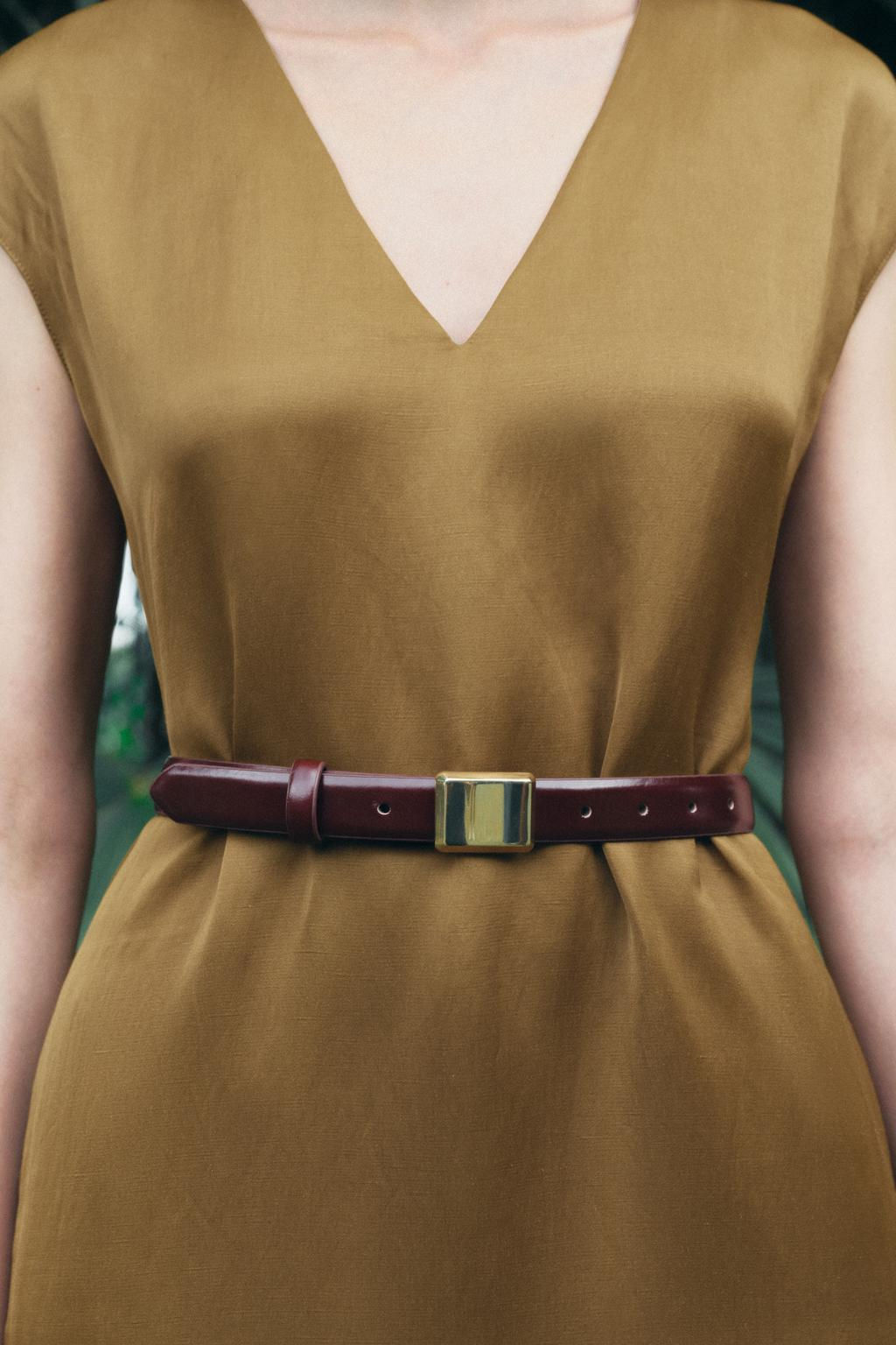 THIN LEATHER BELT WITH SQUARE BUCKLE - Zara фото 5