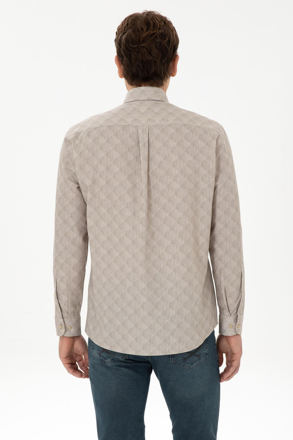 Erkek A__k Haki Uzun Kollu G_mlek - U.s. polo assn фото 5