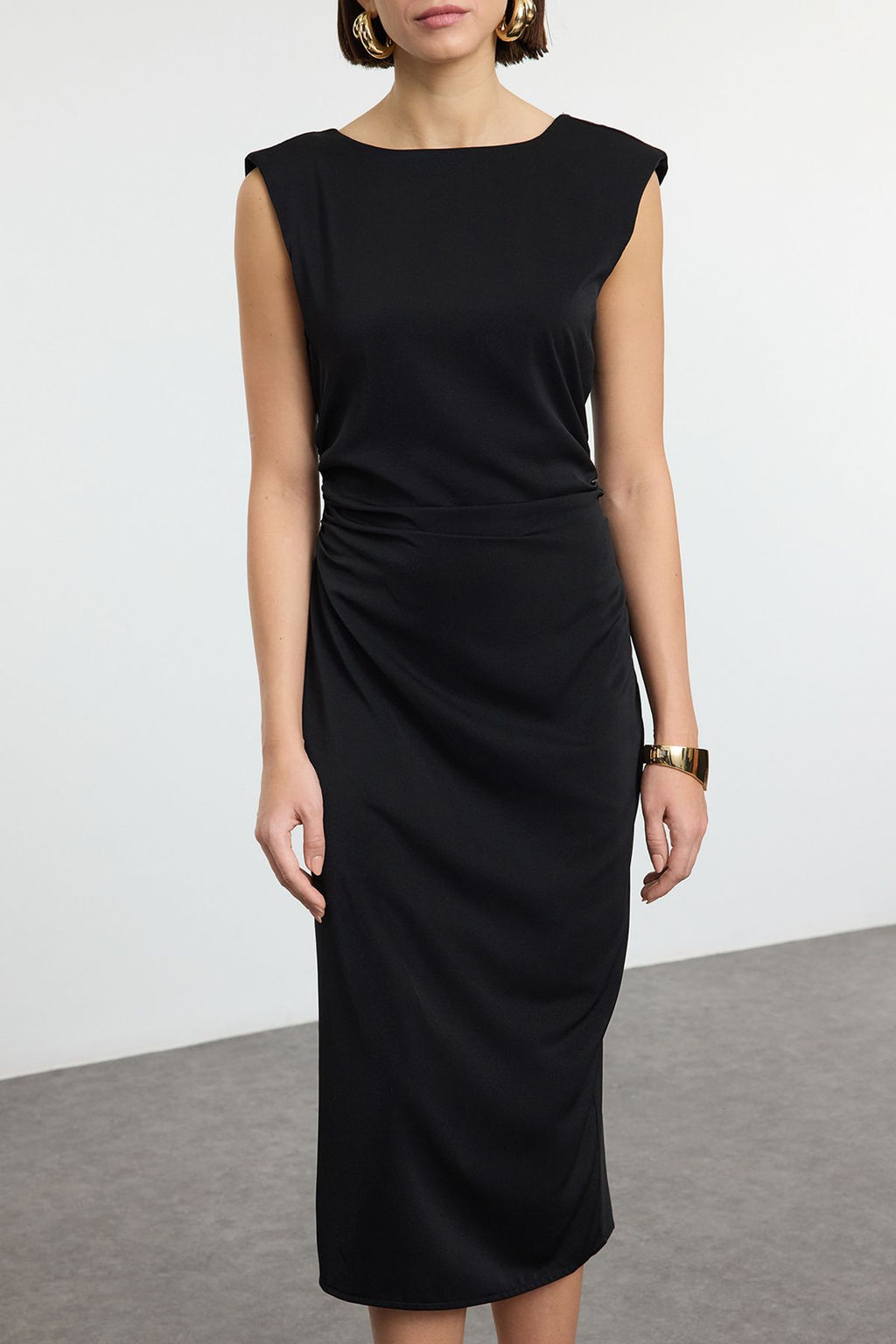 TRENDYOLMILLA Kahverengi Leopar Desenli Duz Kesim Vatkal? Dokuma Elbise TWOAW25EL00361 фото 14