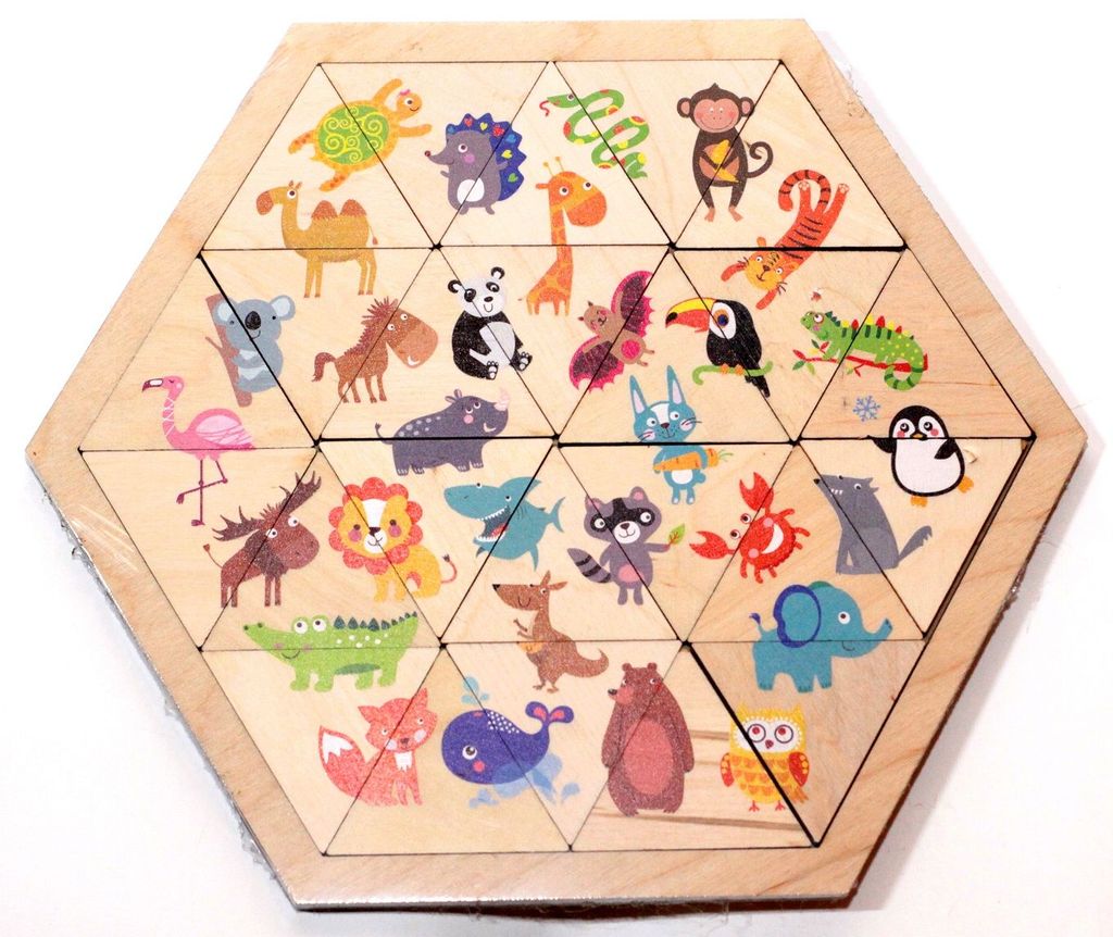 Пазл деревянный "Занимательные треугольники. Веселый зоопарк" (00780) "Десятое королевство"