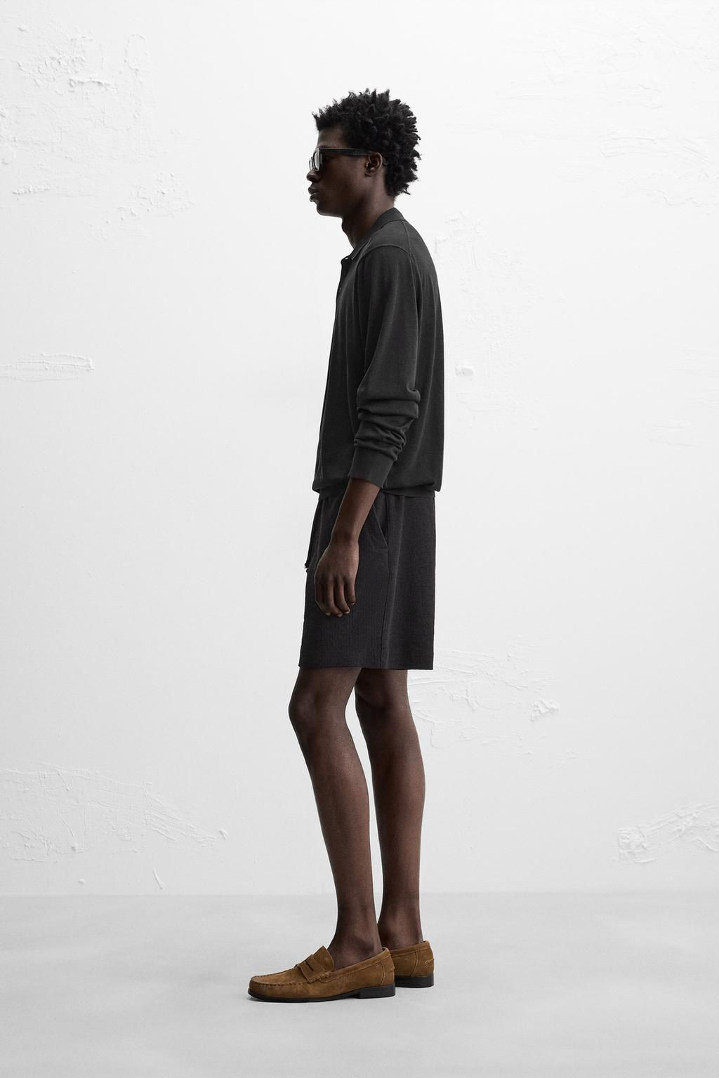 TEXTURED JOGGER BERMUDA SHORTS - Zara фото 13