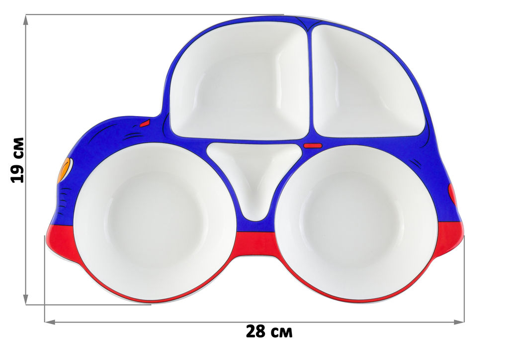 Тарелка сервировочная 28*19*3,6 см Машина 5 секций сине-красная - Elan gallery фото 13